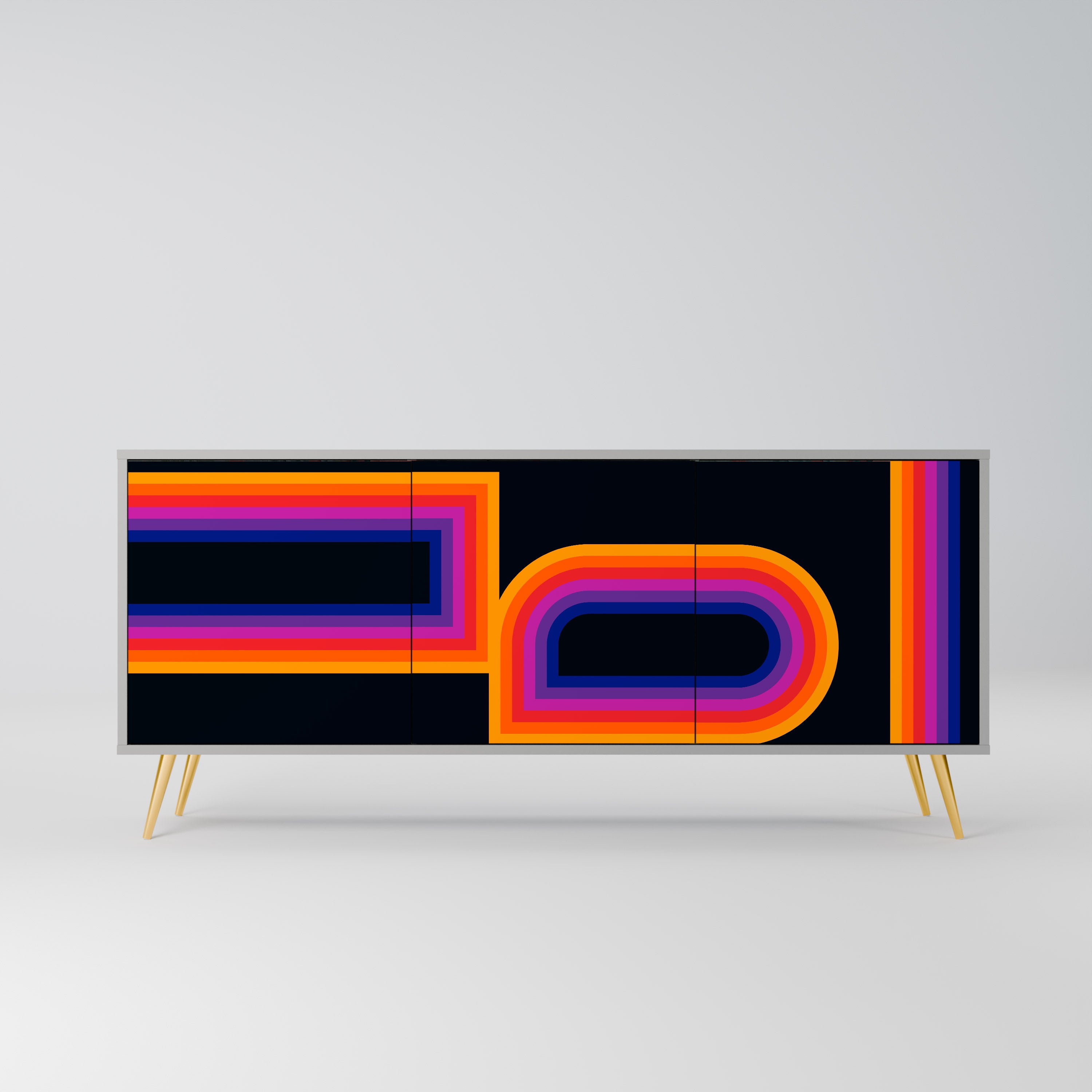 BLINDED BY THE LIGHTS 3-Door Sideboard in Grey Finish