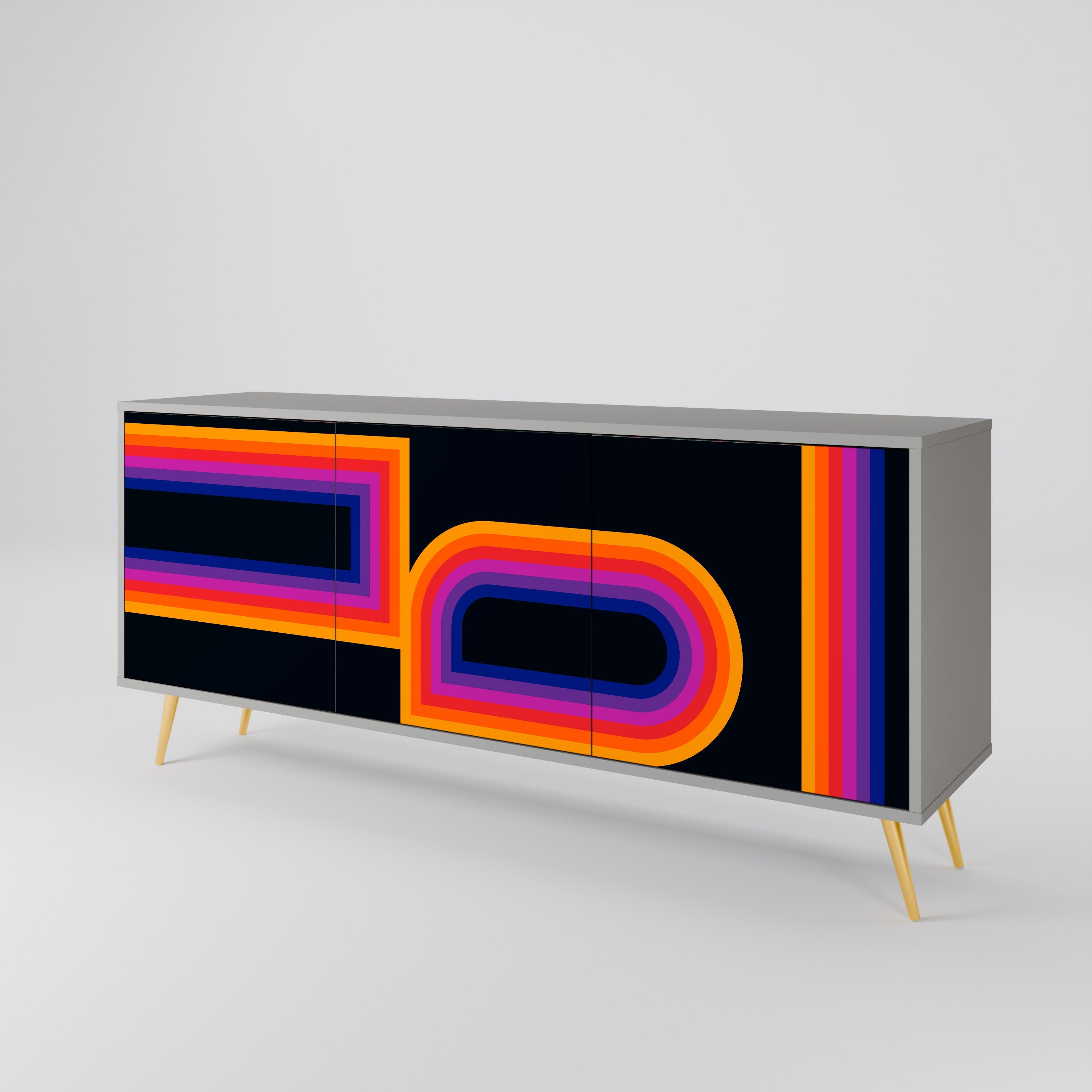 BLINDED BY THE LIGHTS 3-Door Sideboard in Grey Finish