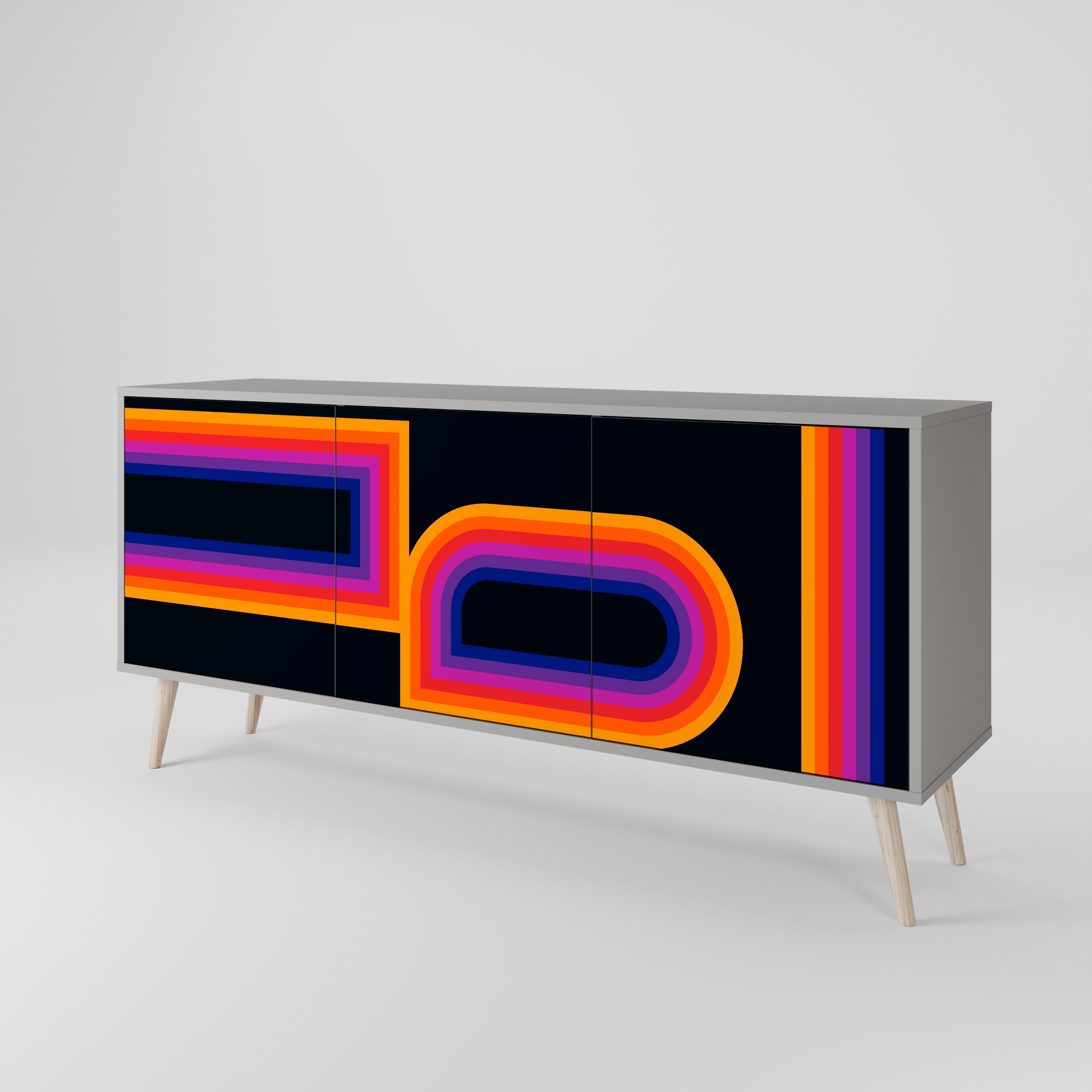 BLINDED BY THE LIGHTS 3-Door Sideboard in Grey Finish