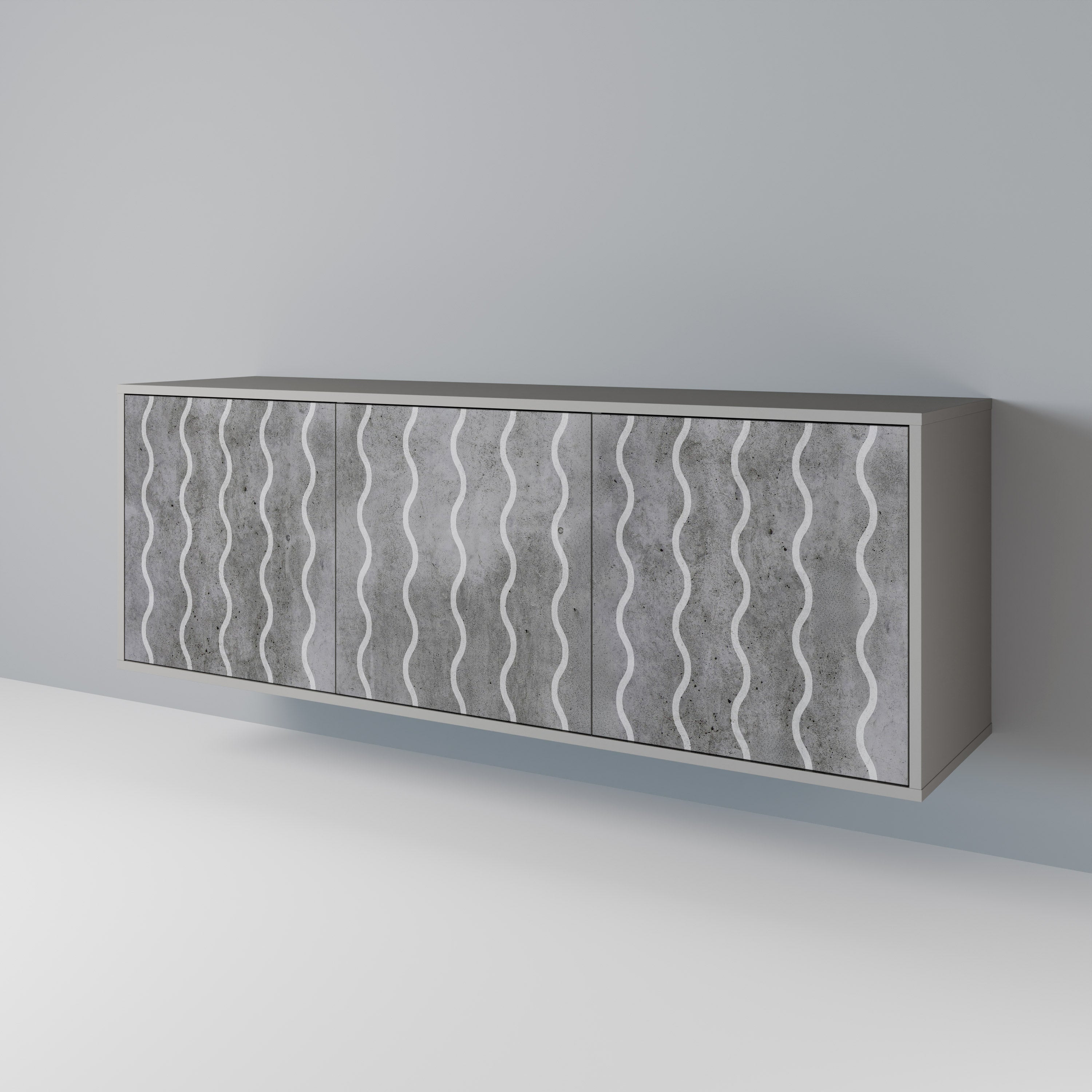 WAVES OF CONCRETE 3-Door Sideboard in Grey Finish
