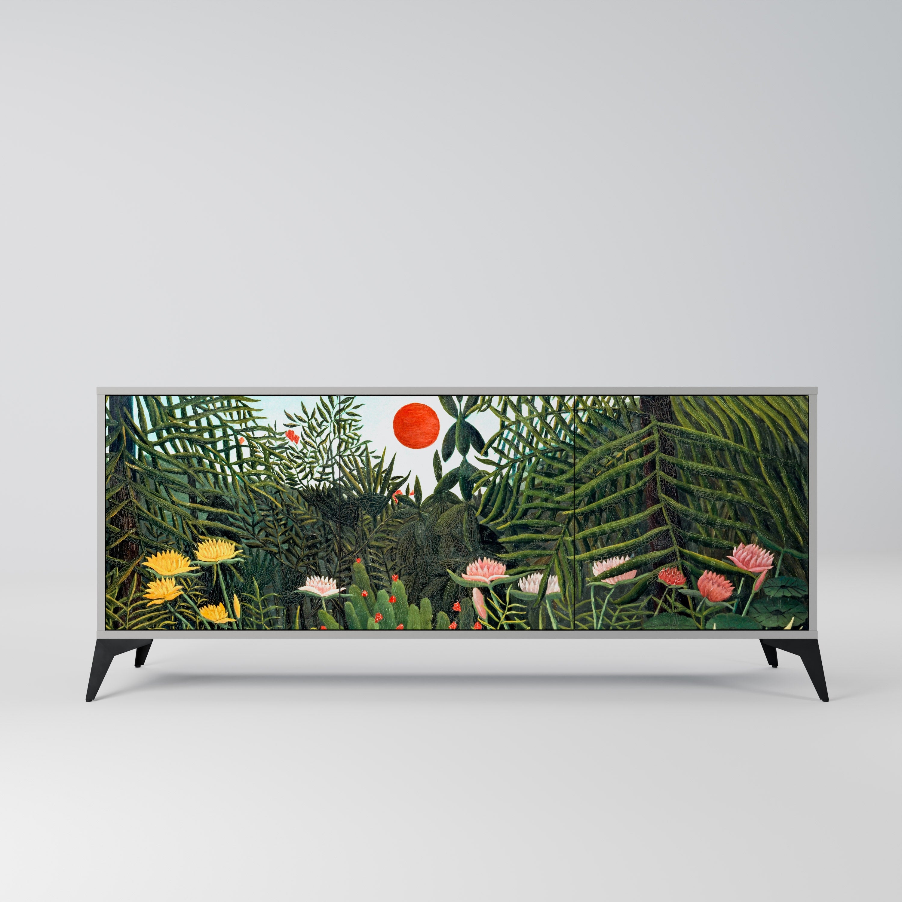 VIRGIN FOREST WITH SUNSET 3-Door Sideboard in Grey Finish