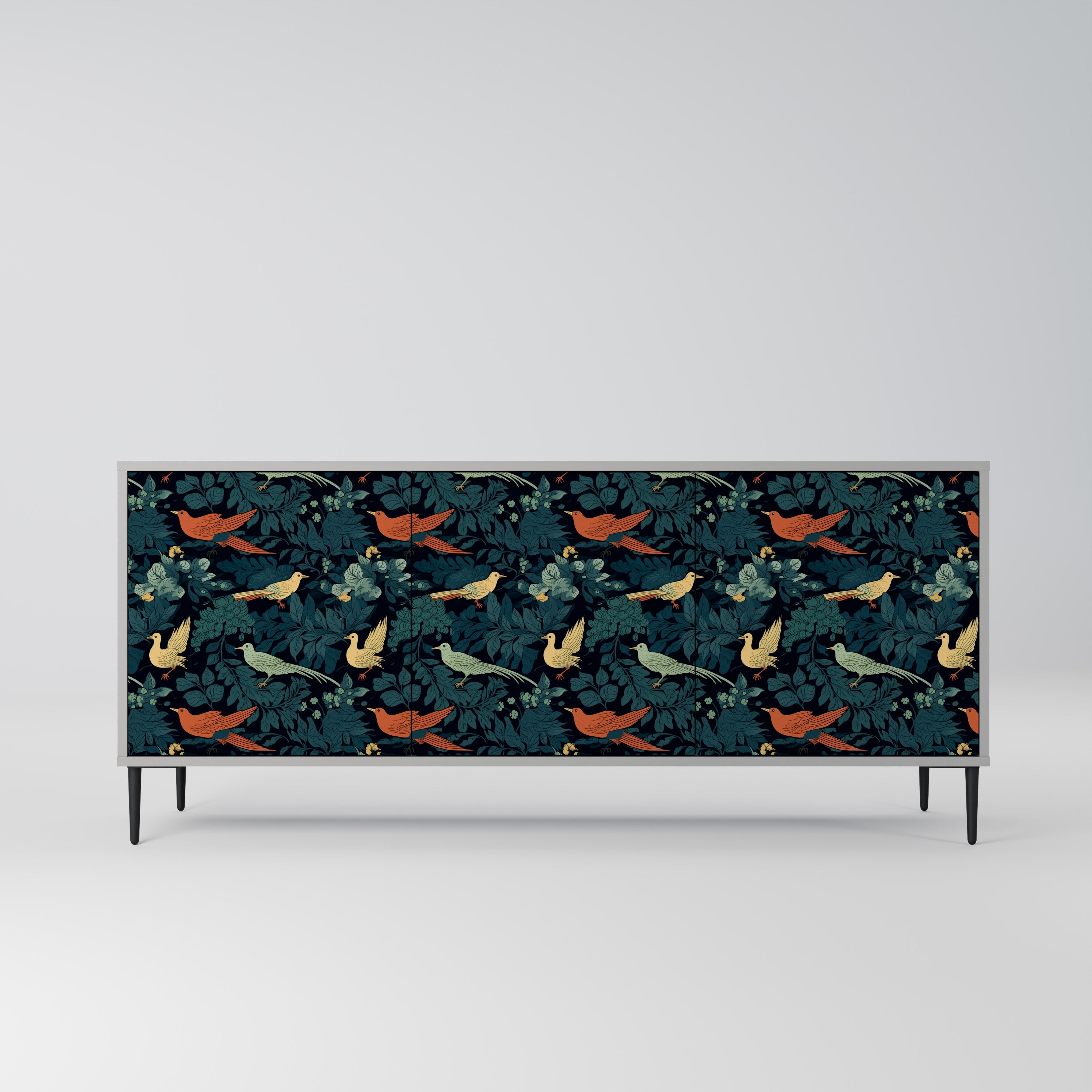 FOWL ORNAMENT 3-Door Sideboard in Grey Finish