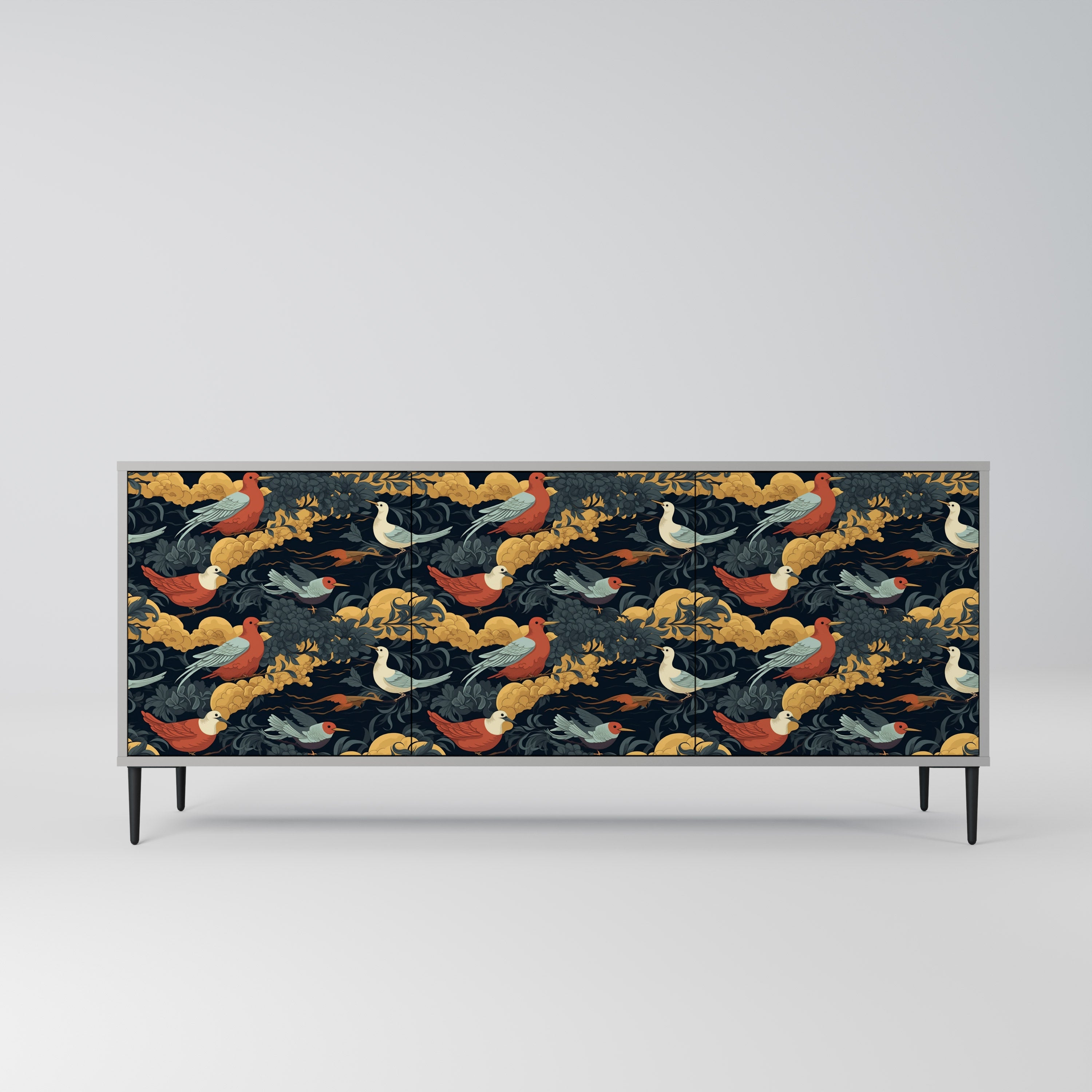 FOWLY DAZE 3-Door Sideboard in Grey Finish