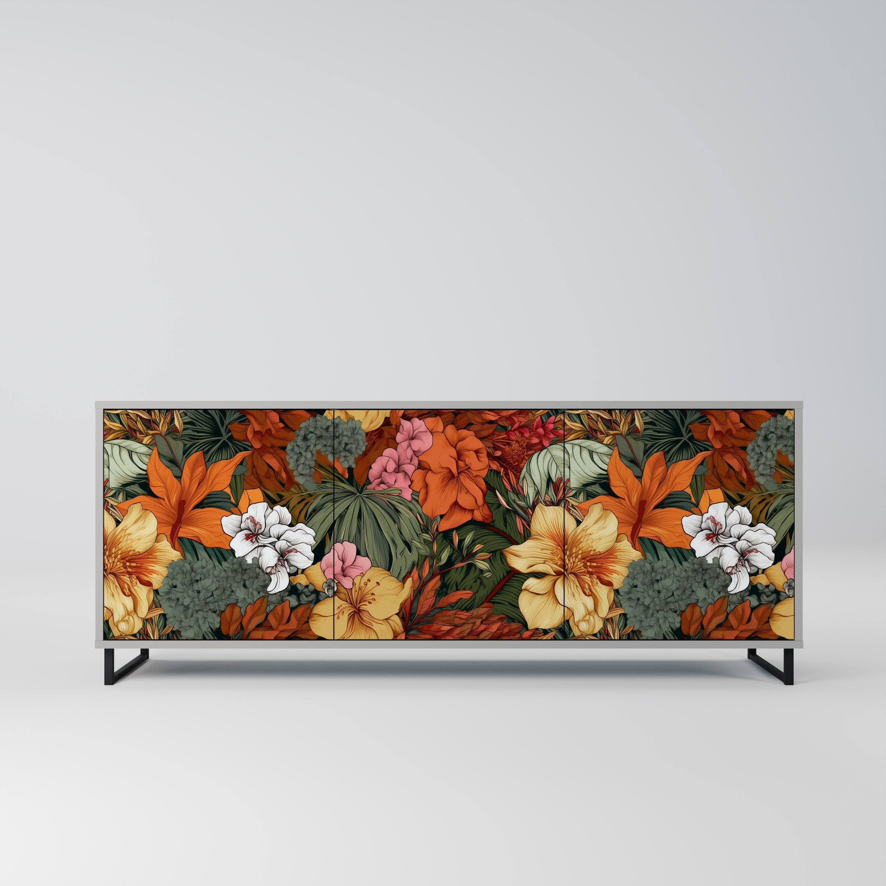 RADIANT FLORA 3-Door Sideboard in Grey Finish