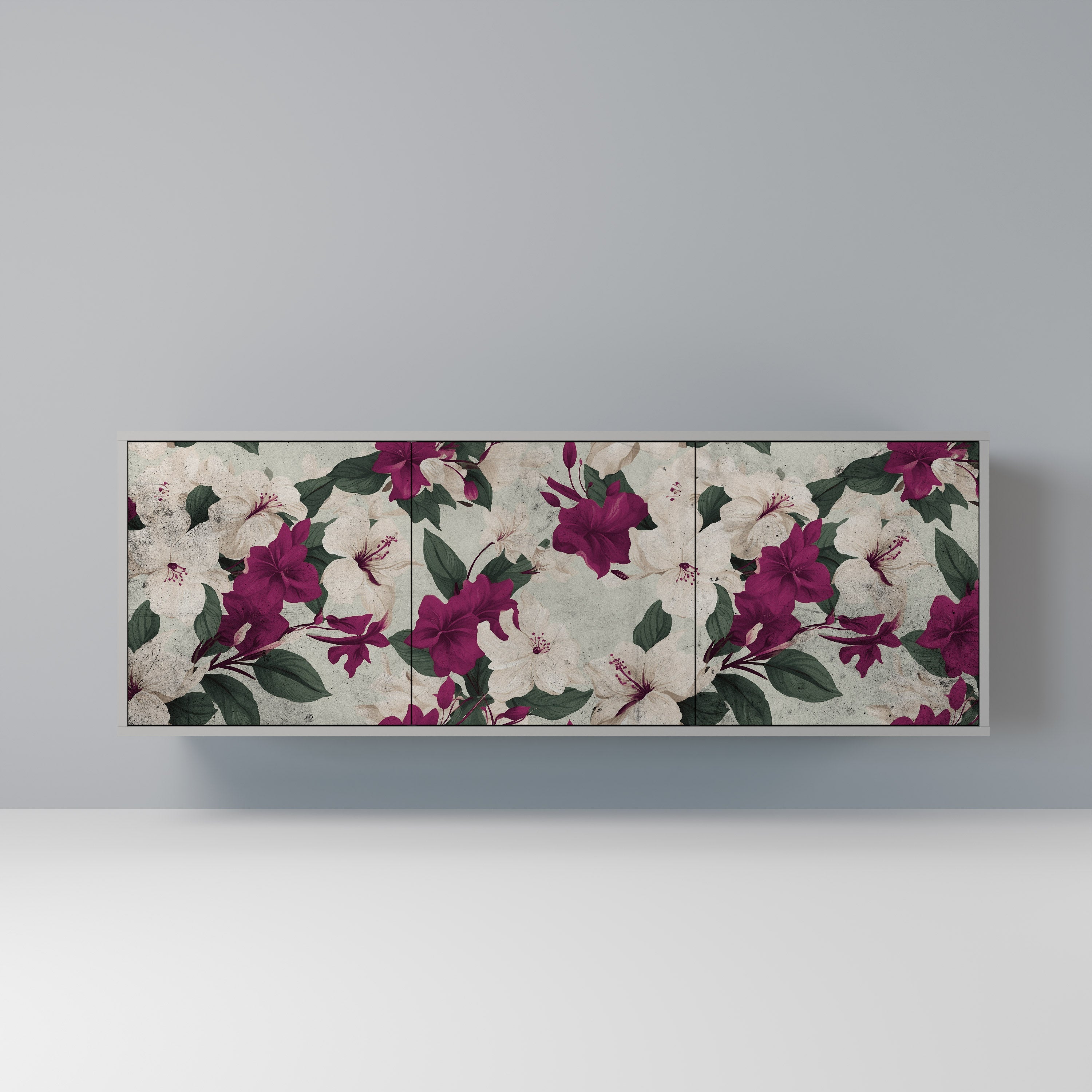 FLOWERET DREAM Sideboard mit 3 Türen in grauer Ausführung
