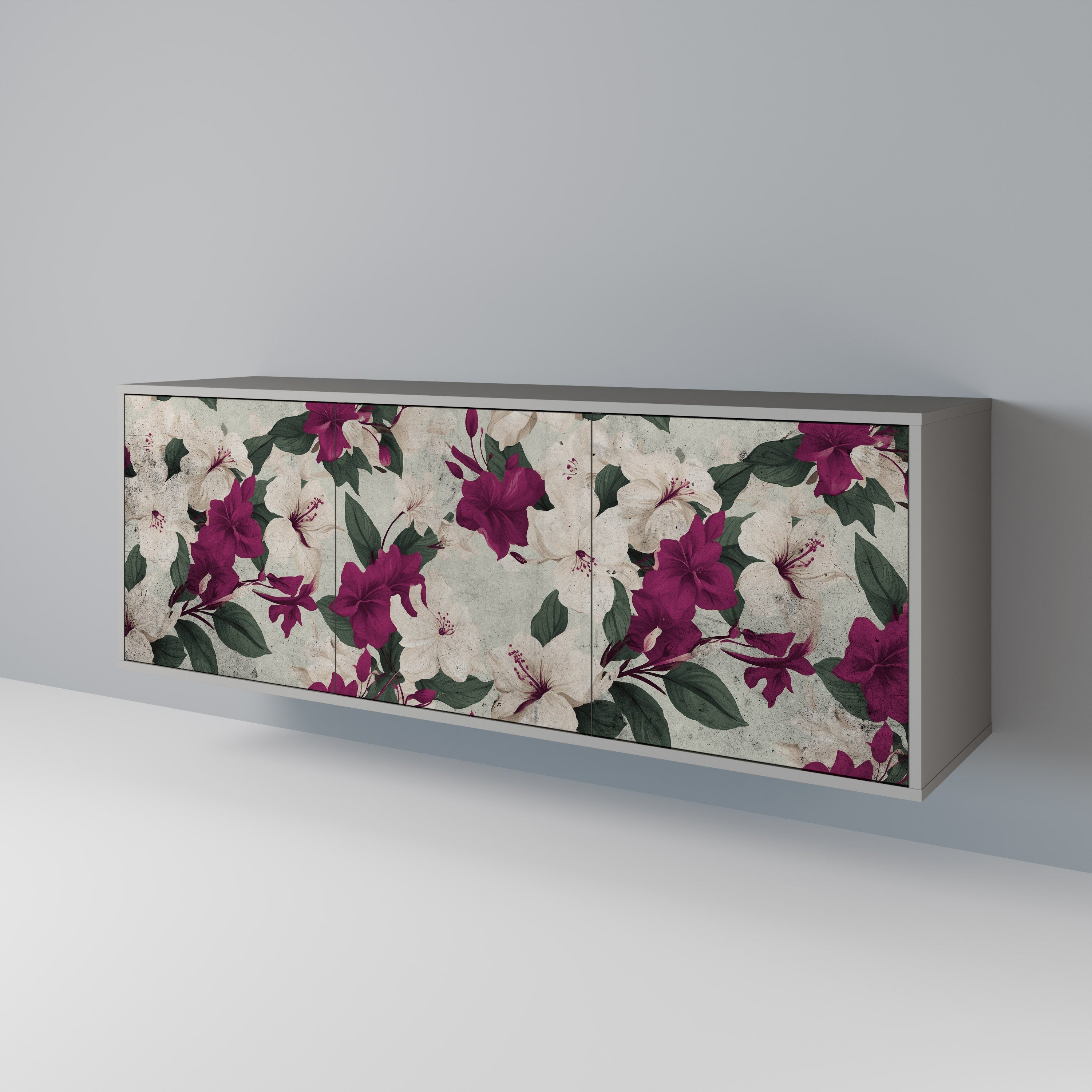 FLOWERET DREAM Sideboard mit 3 Türen in grauer Ausführung