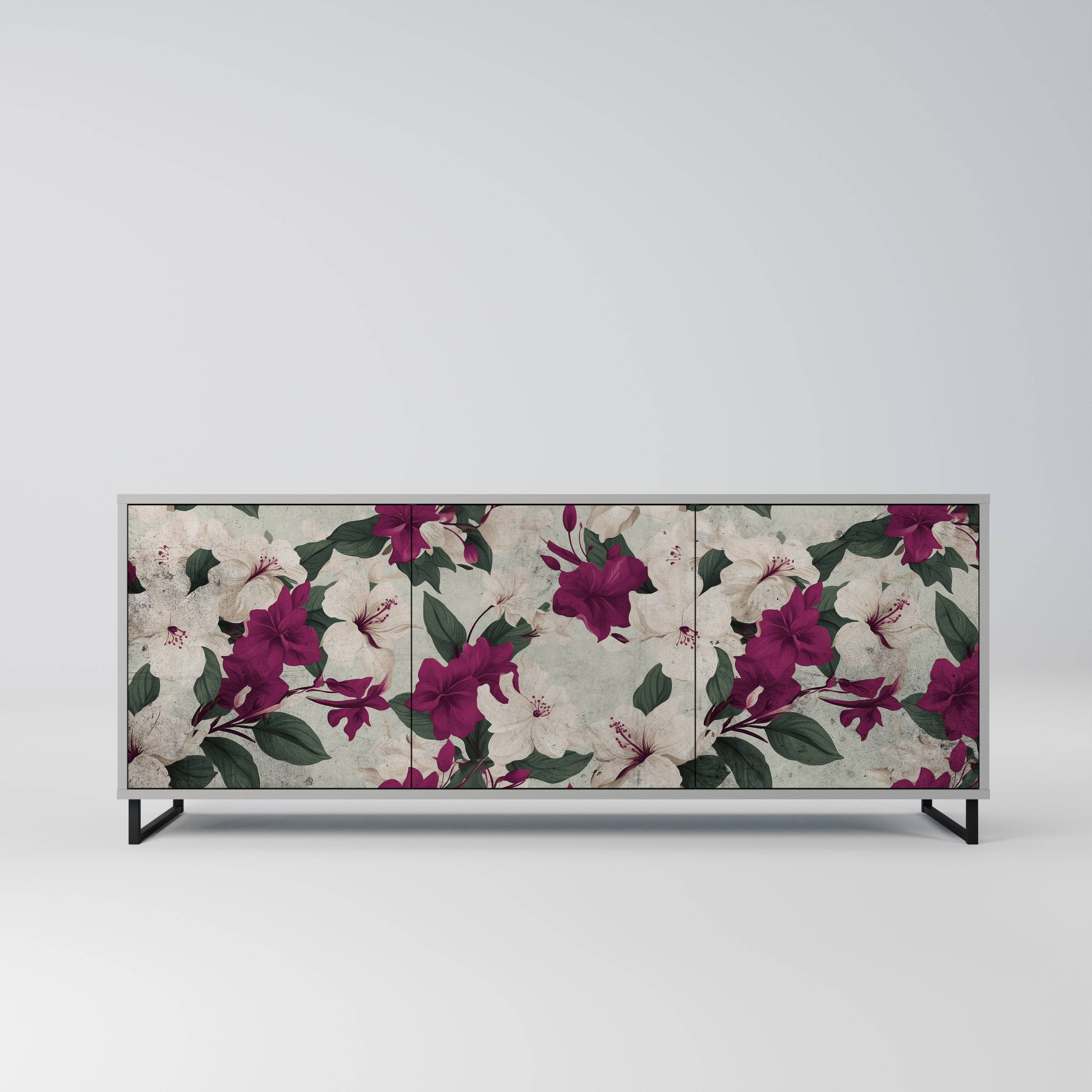 FLOWERET DREAM Sideboard mit 3 Türen in grauer Ausführung