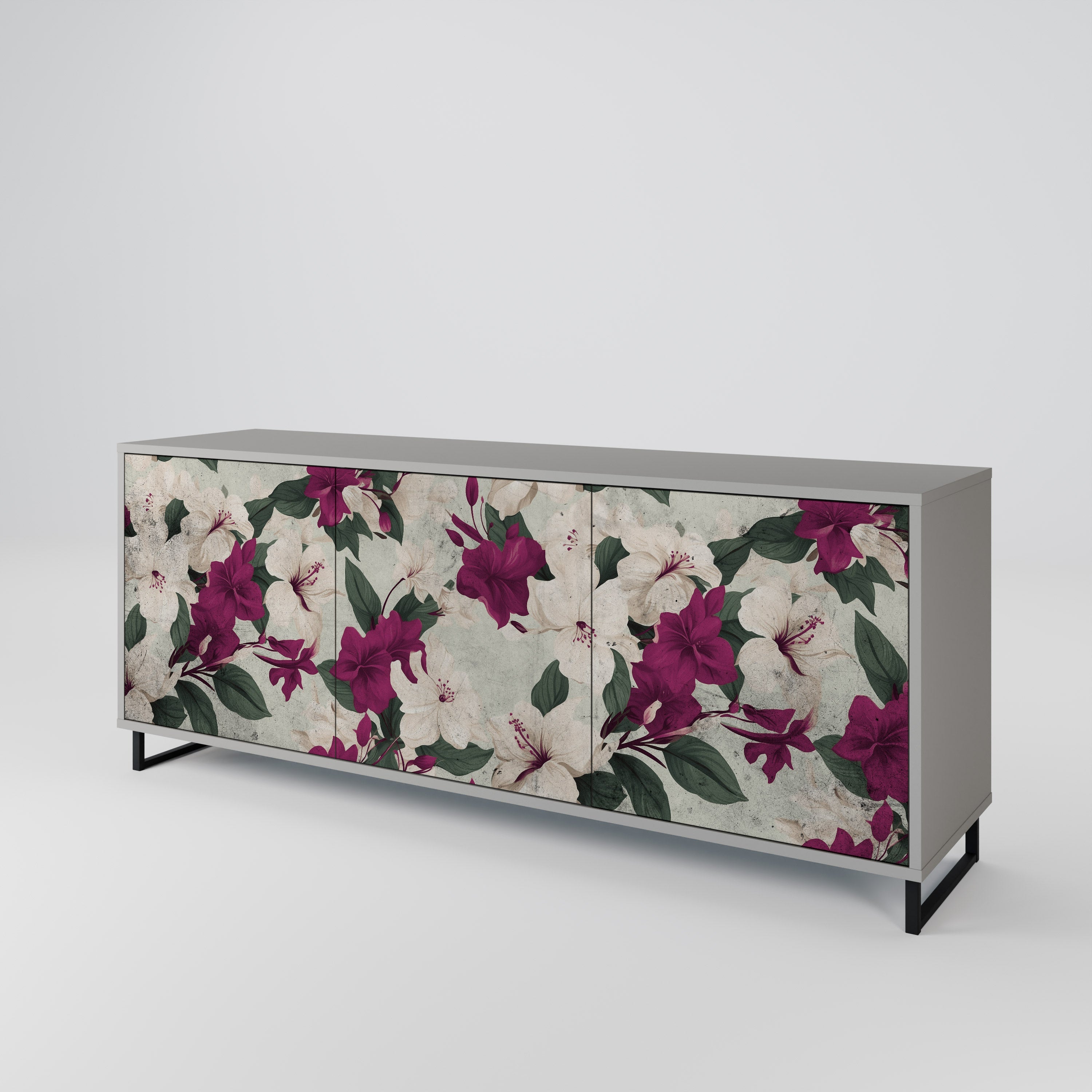 FLOWERET DREAM Sideboard mit 3 Türen in grauer Ausführung