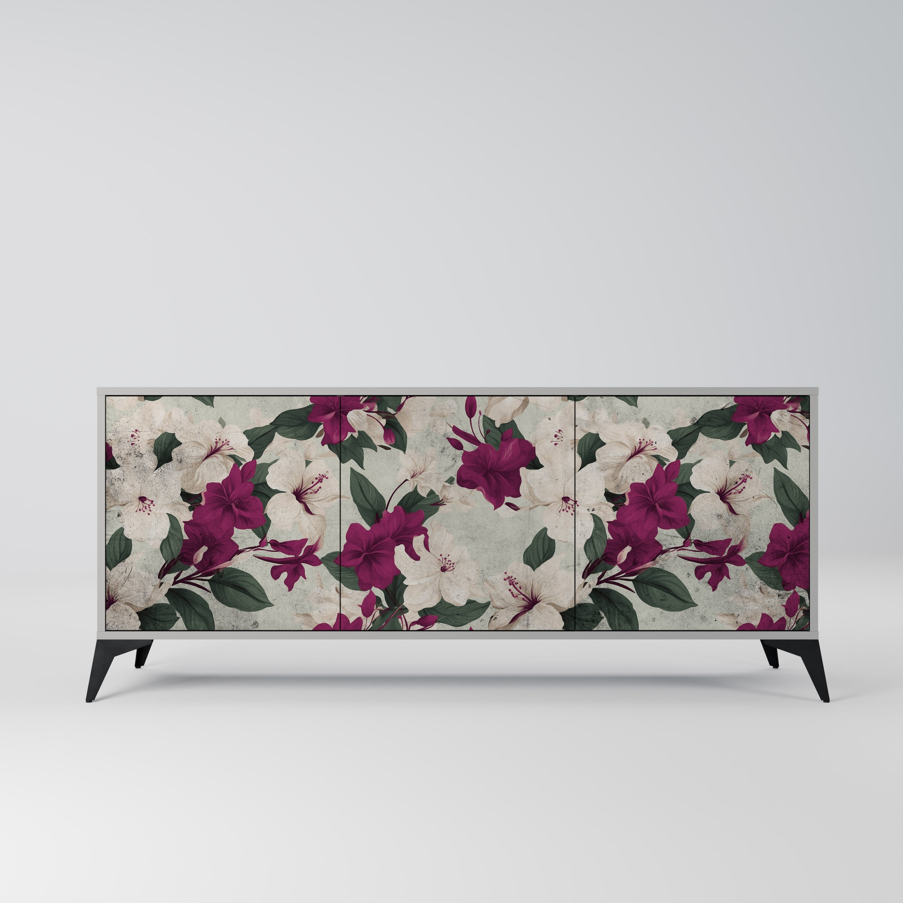 FLOWERET DREAM Sideboard mit 3 Türen in grauer Ausführung
