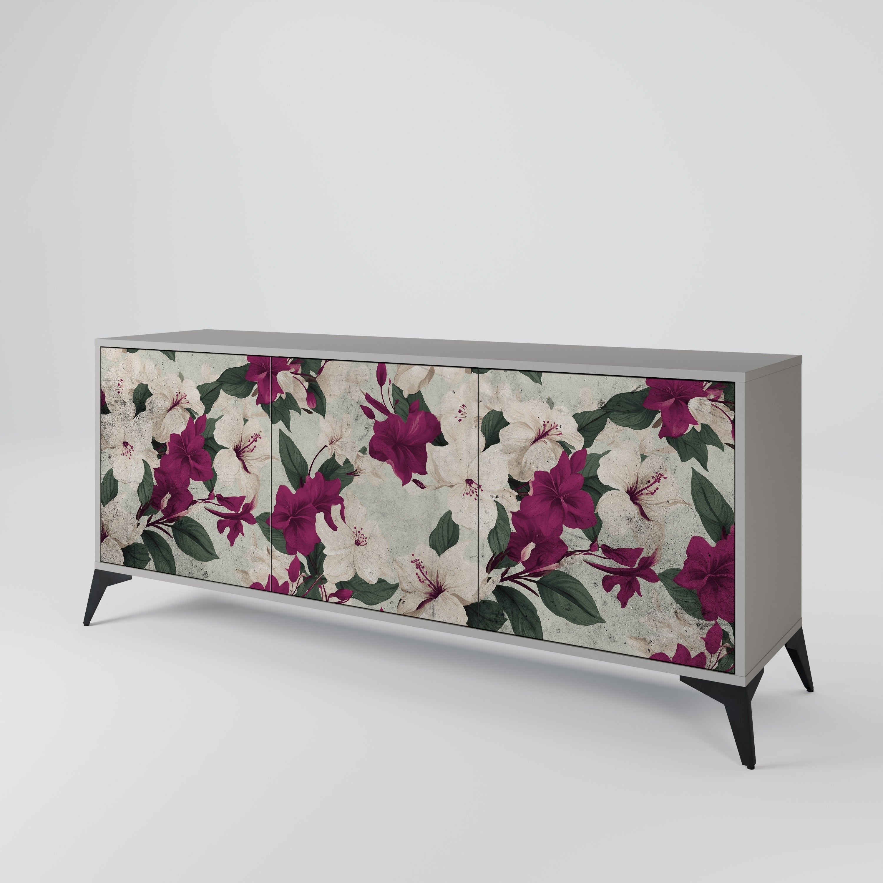 FLOWERET DREAM Sideboard mit 3 Türen in grauer Ausführung