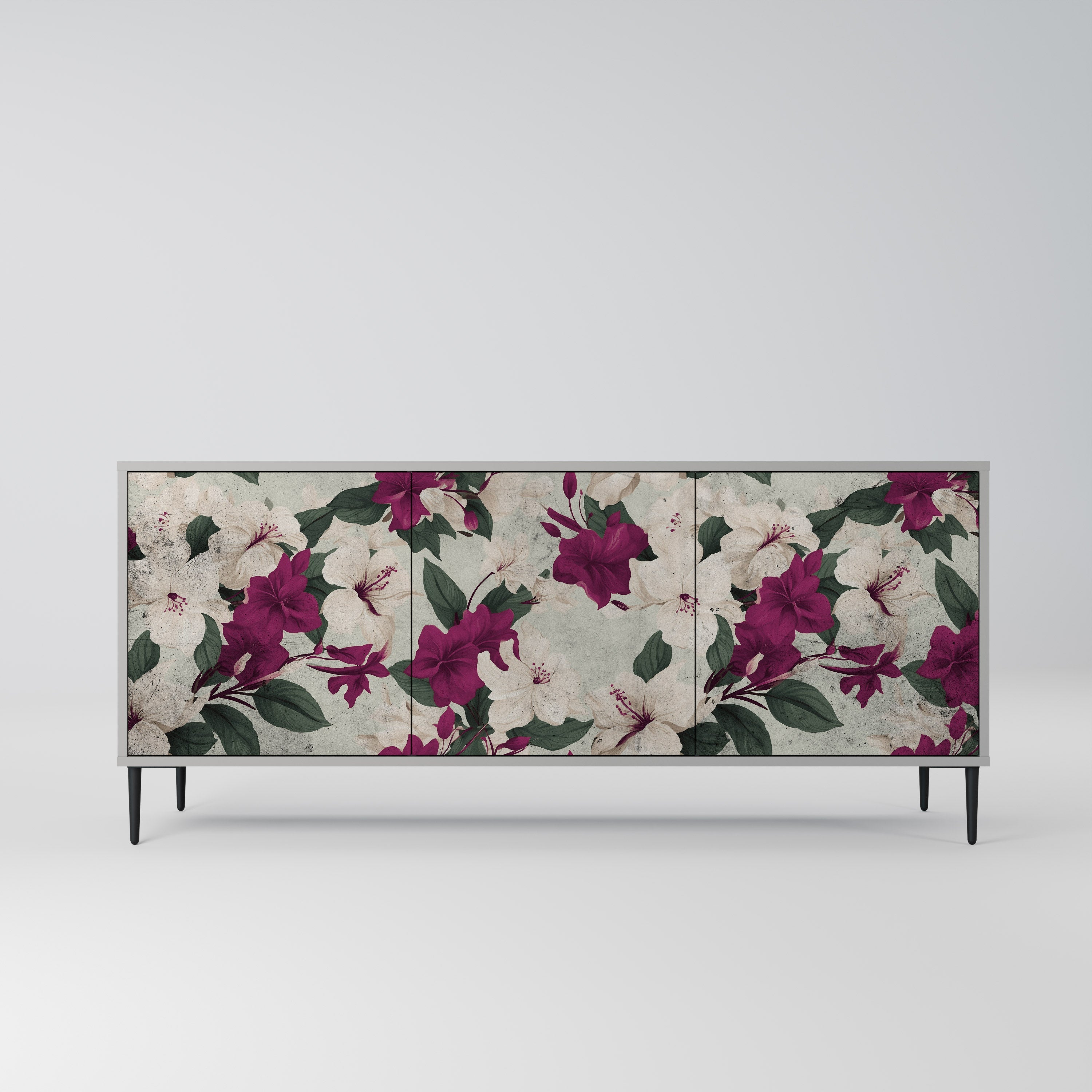 FLOWERET DREAM Sideboard mit 3 Türen in grauer Ausführung