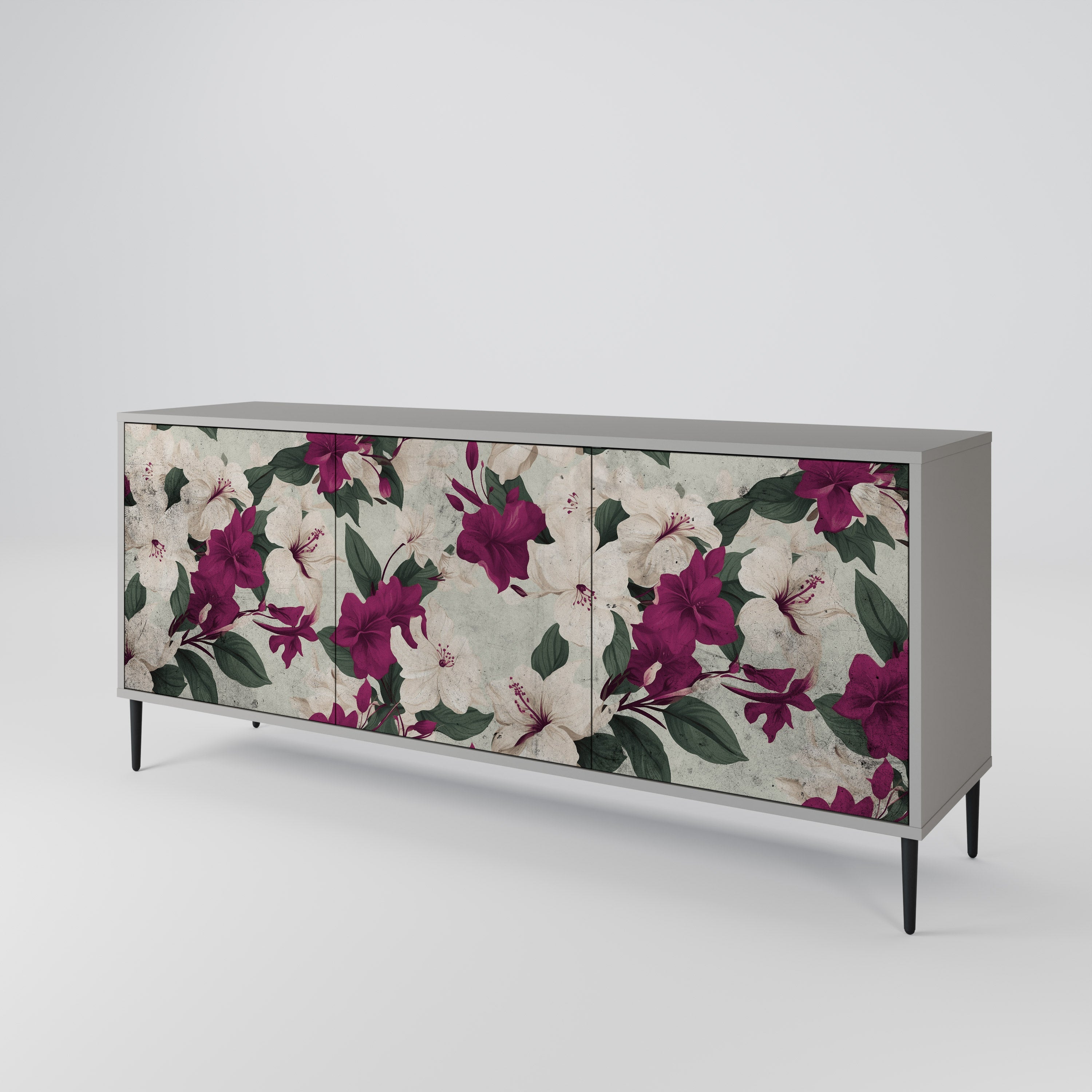 FLOWERET DREAM Sideboard mit 3 Türen in grauer Ausführung