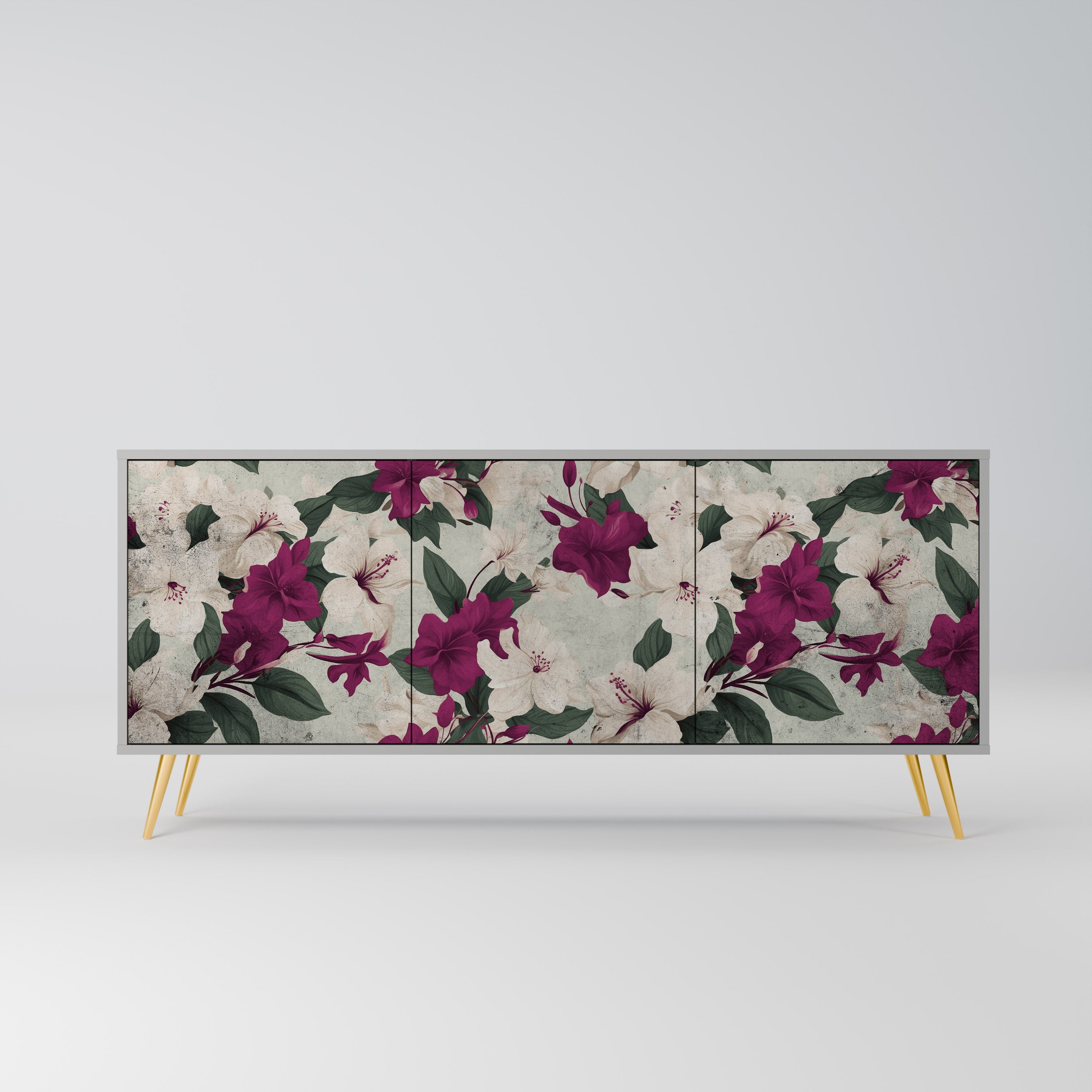 FLOWERET DREAM Sideboard mit 3 Türen in grauer Ausführung