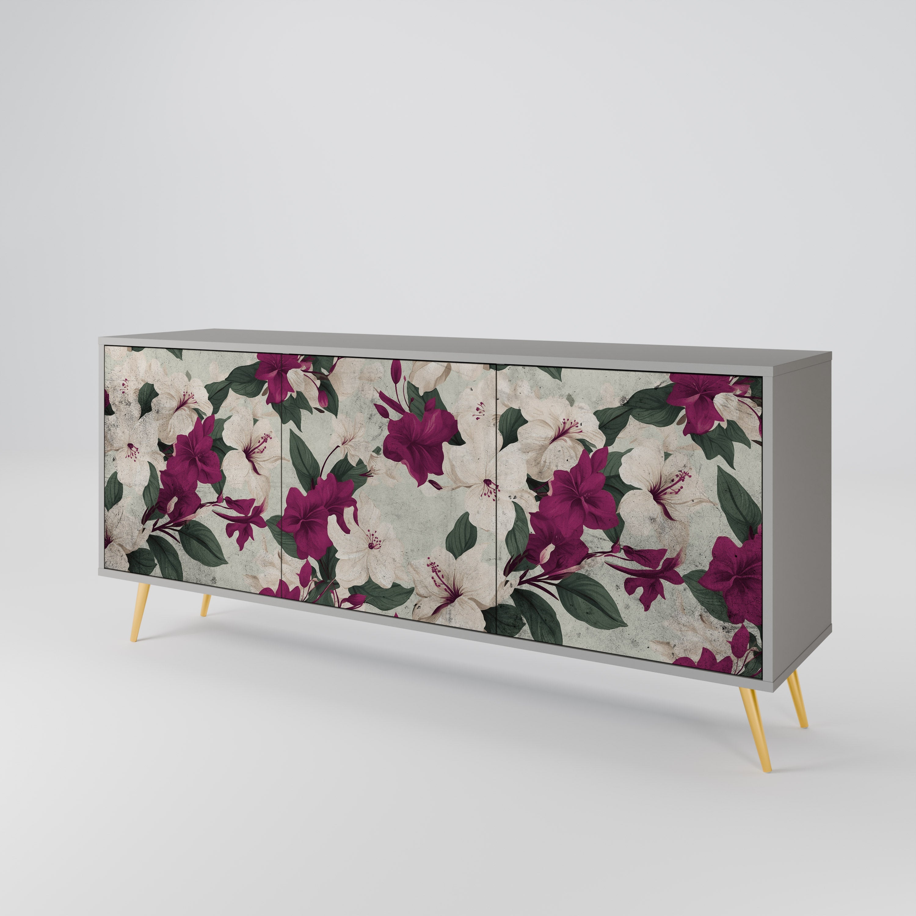 FLOWERET DREAM Sideboard mit 3 Türen in grauer Ausführung