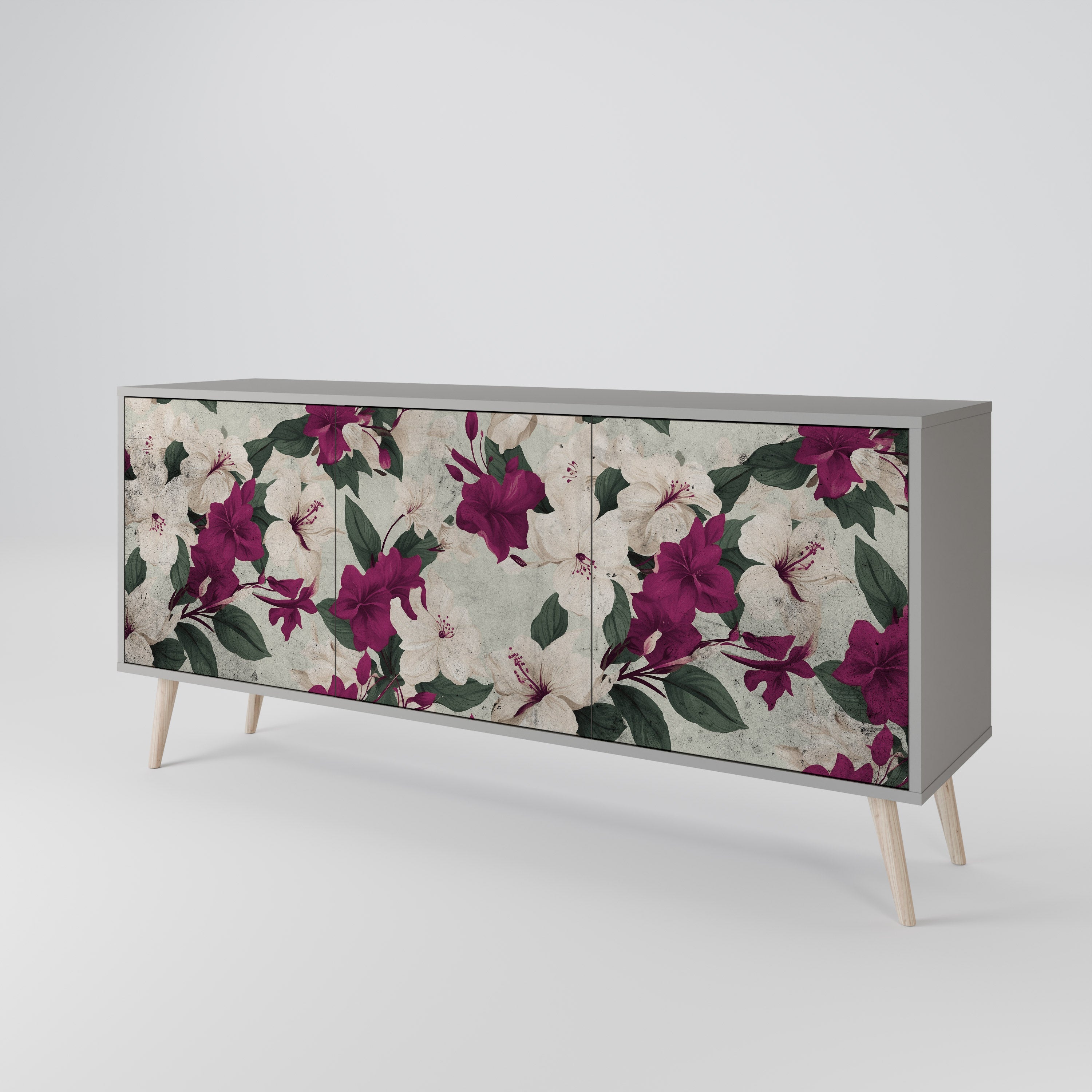 FLOWERET DREAM Sideboard mit 3 Türen in grauer Ausführung