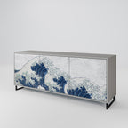 THE GREAT WAVE AT KANAGAWA Sideboard mit 3 Türen in Grau