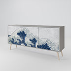 THE GREAT WAVE AT KANAGAWA Sideboard mit 3 Türen in Grau