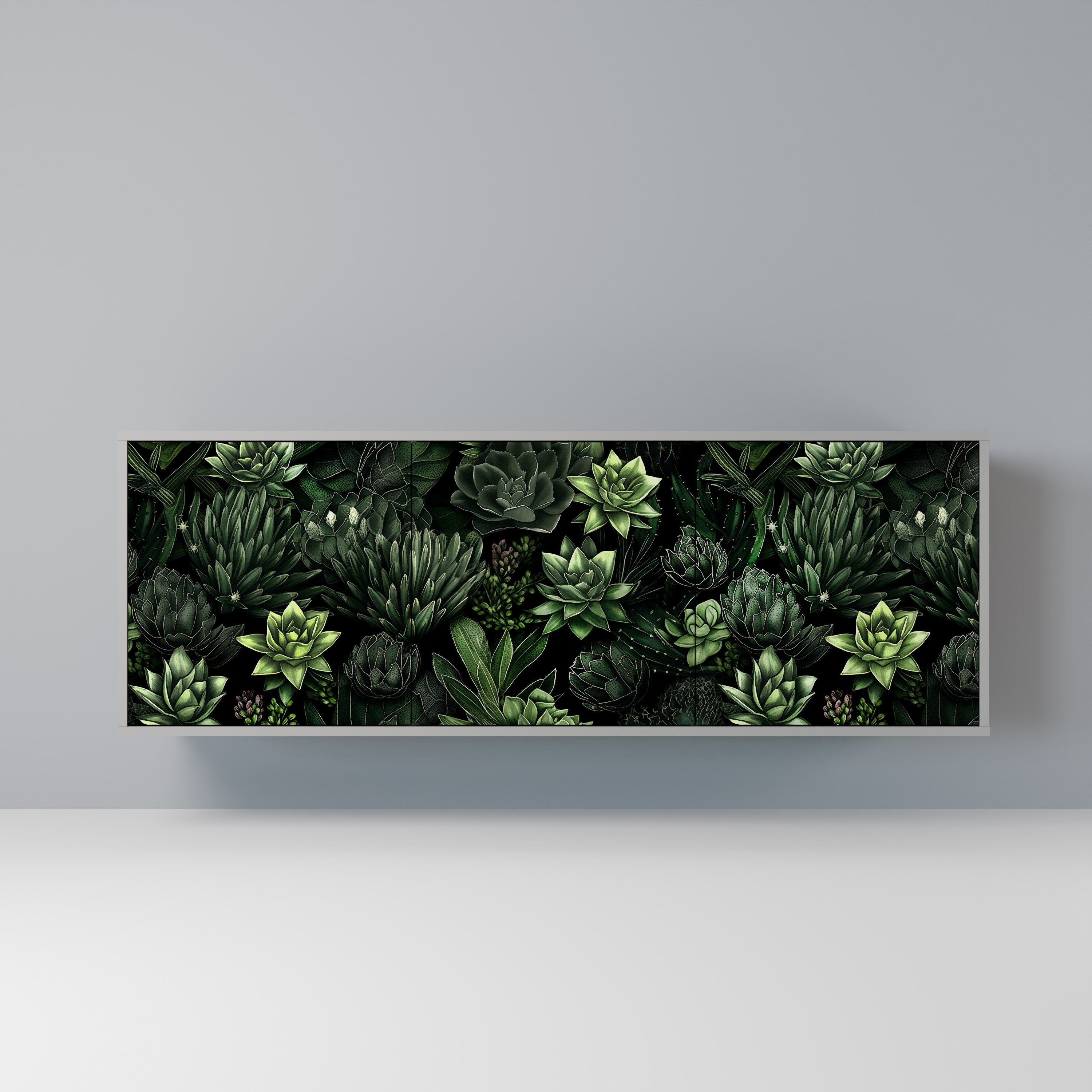 SUCCULENT JUNGLE 3-türiges Sideboard in grauem Finish