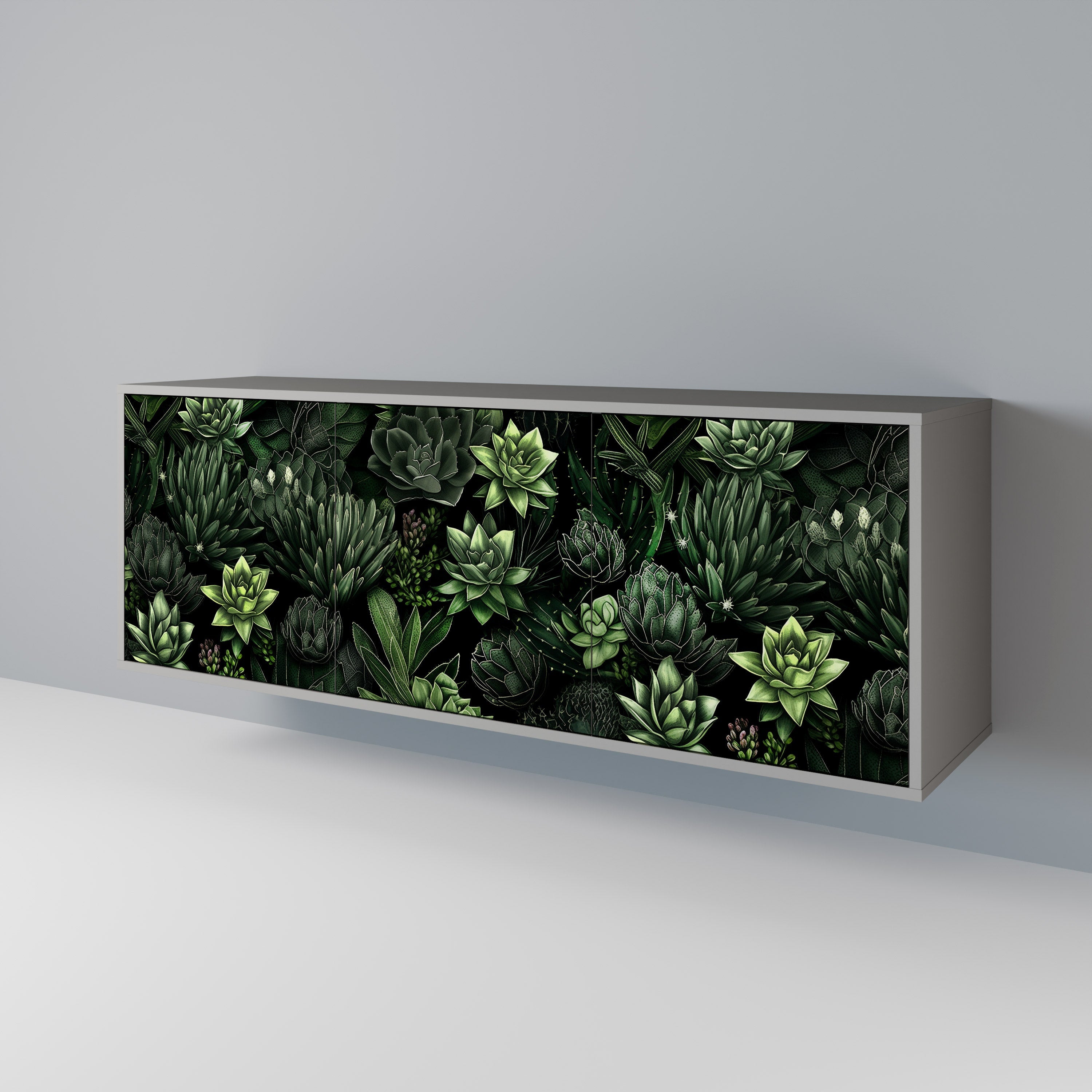 SUCCULENT JUNGLE 3-türiges Sideboard in grauem Finish