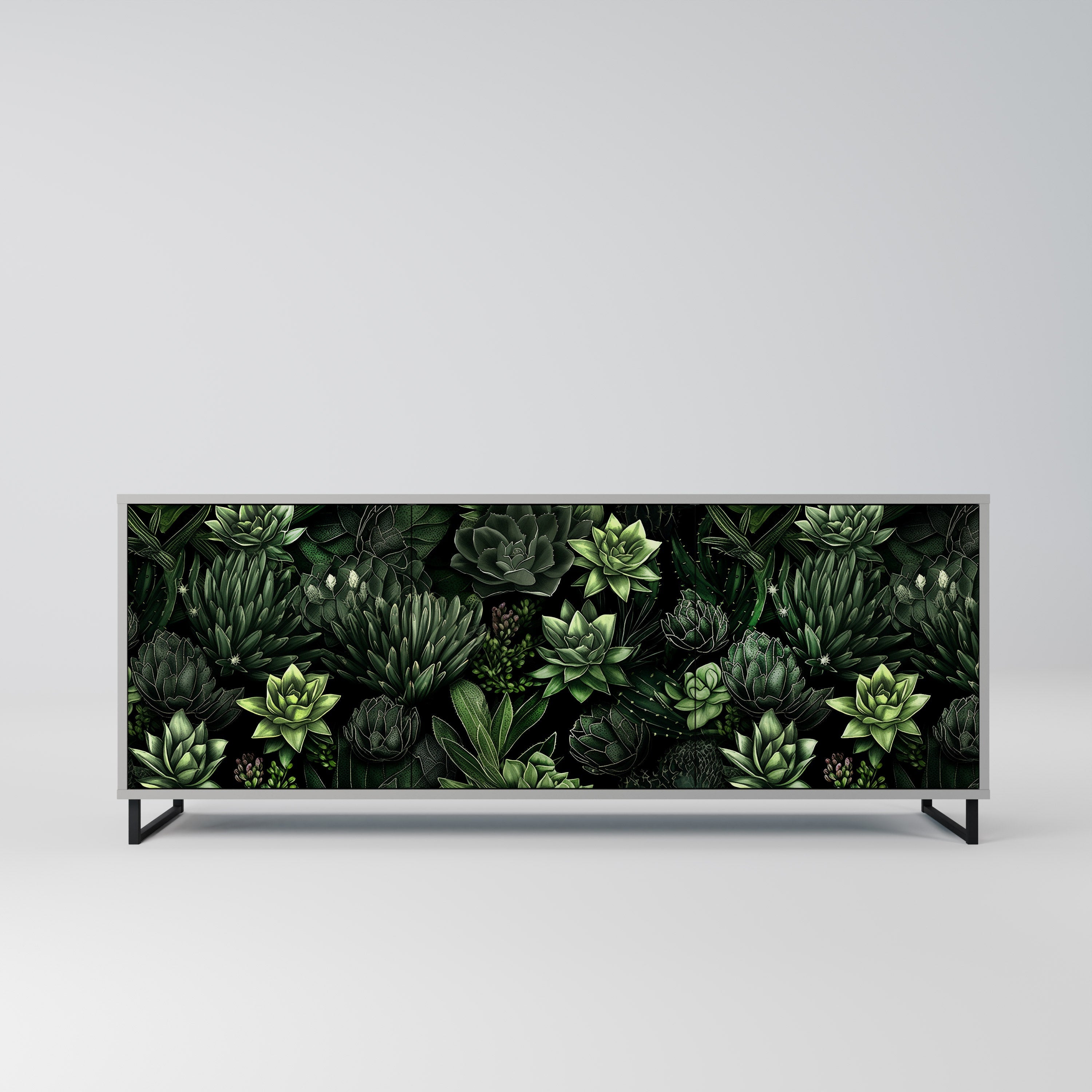 SUCCULENT JUNGLE 3-türiges Sideboard in grauem Finish