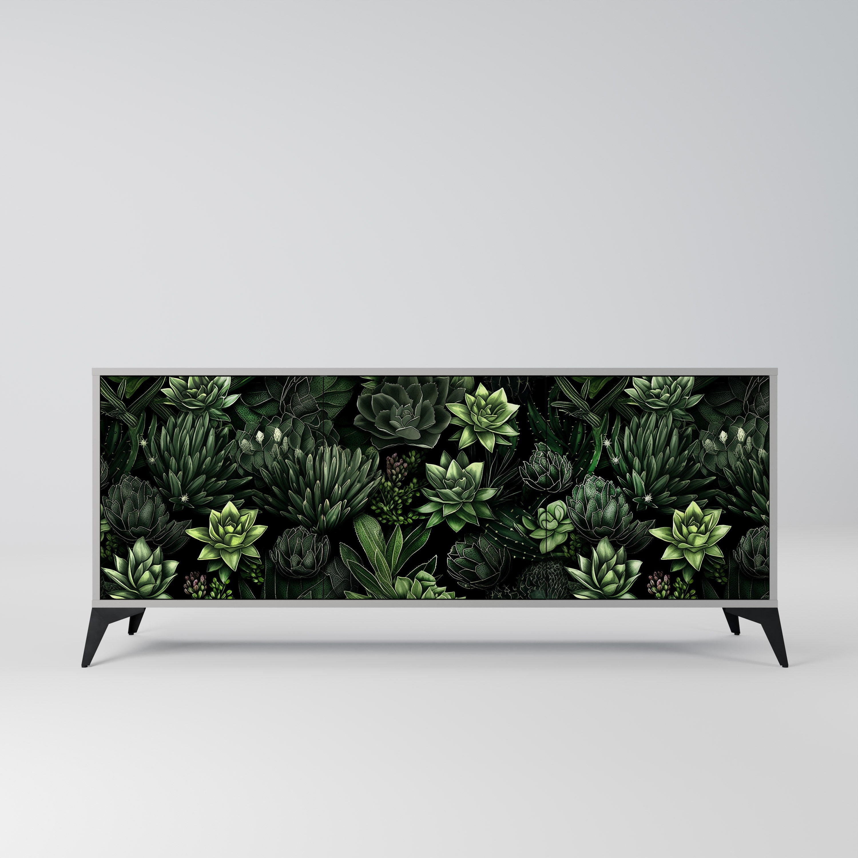 SUCCULENT JUNGLE 3-türiges Sideboard in grauem Finish
