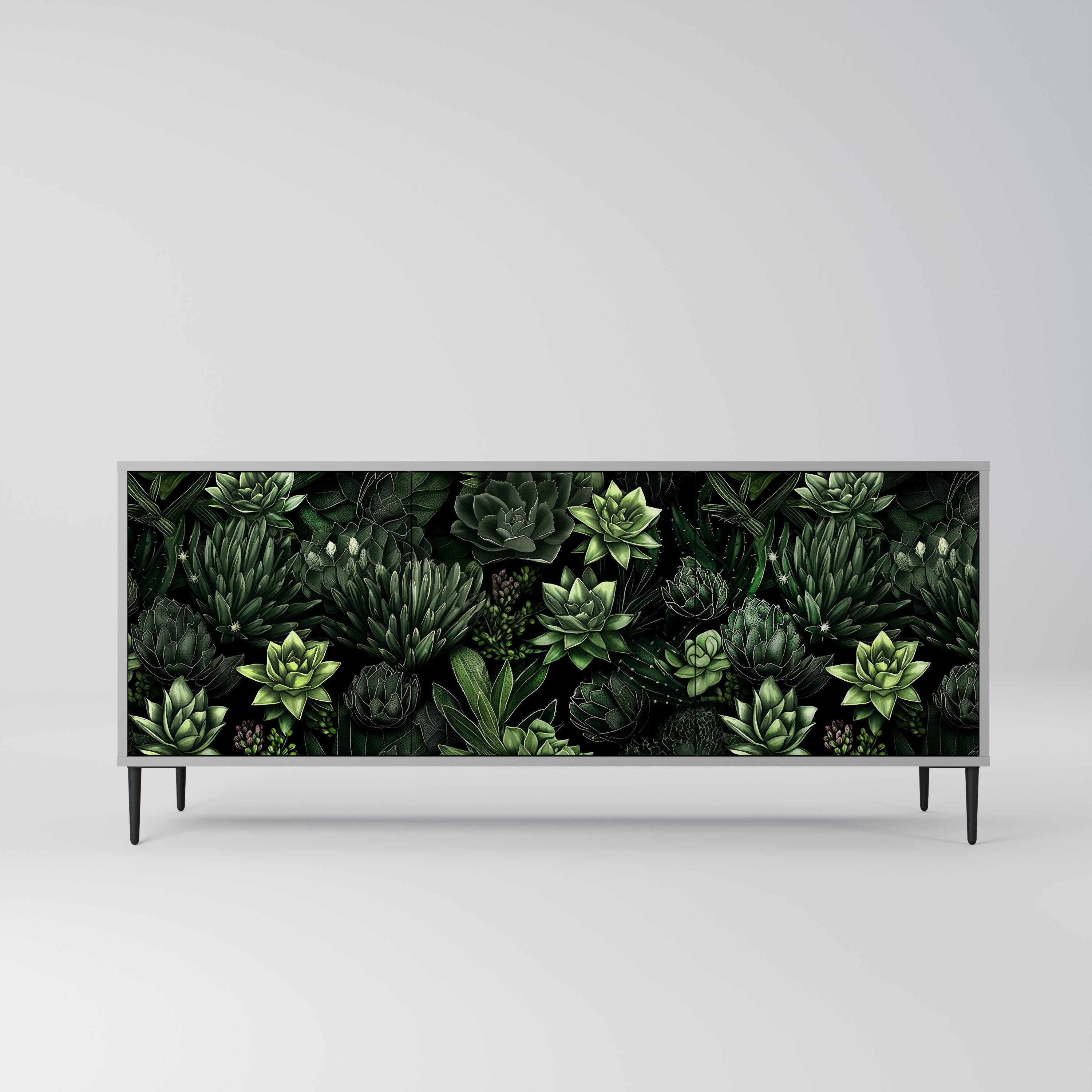 SUCCULENT JUNGLE 3-türiges Sideboard in grauem Finish
