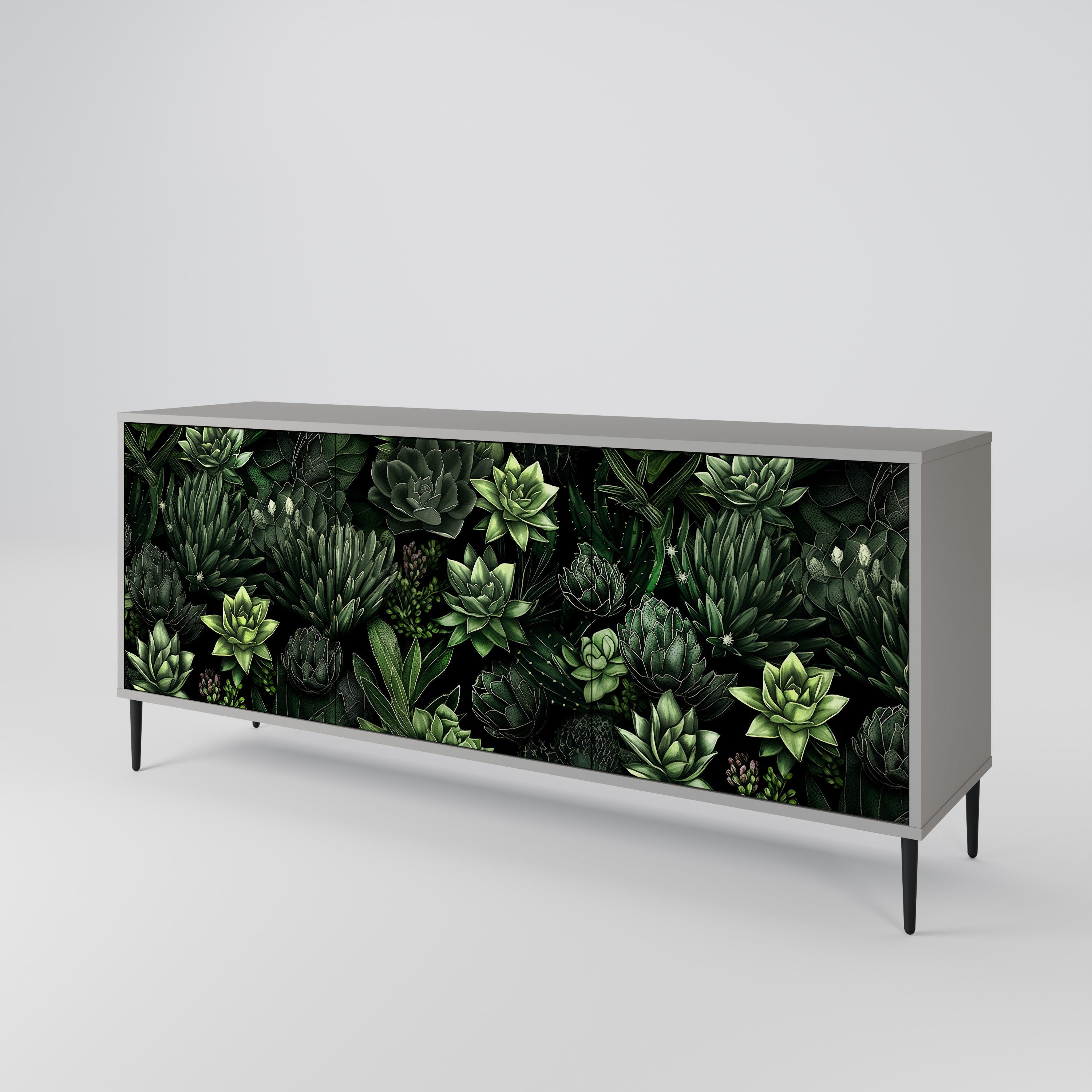SUCCULENT JUNGLE 3-türiges Sideboard in grauem Finish