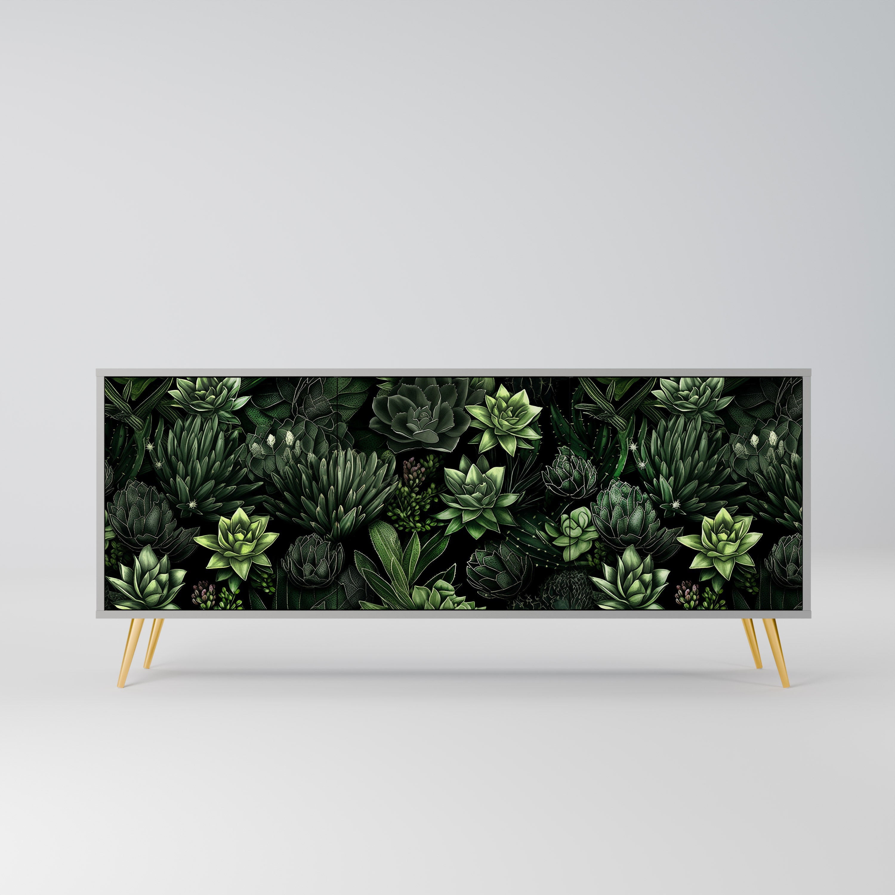 SUCCULENT JUNGLE 3-türiges Sideboard in grauem Finish