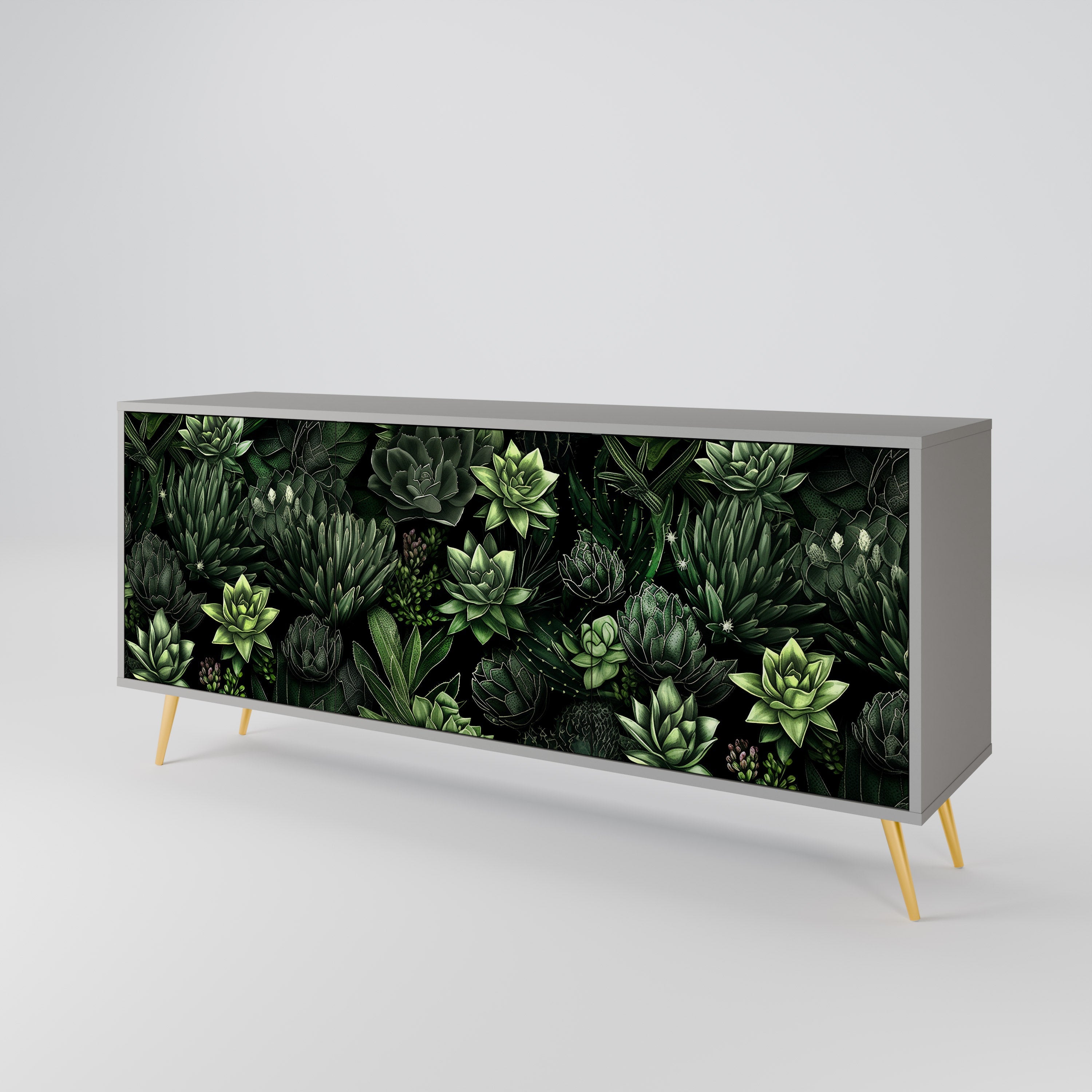 SUCCULENT JUNGLE 3-türiges Sideboard in grauem Finish