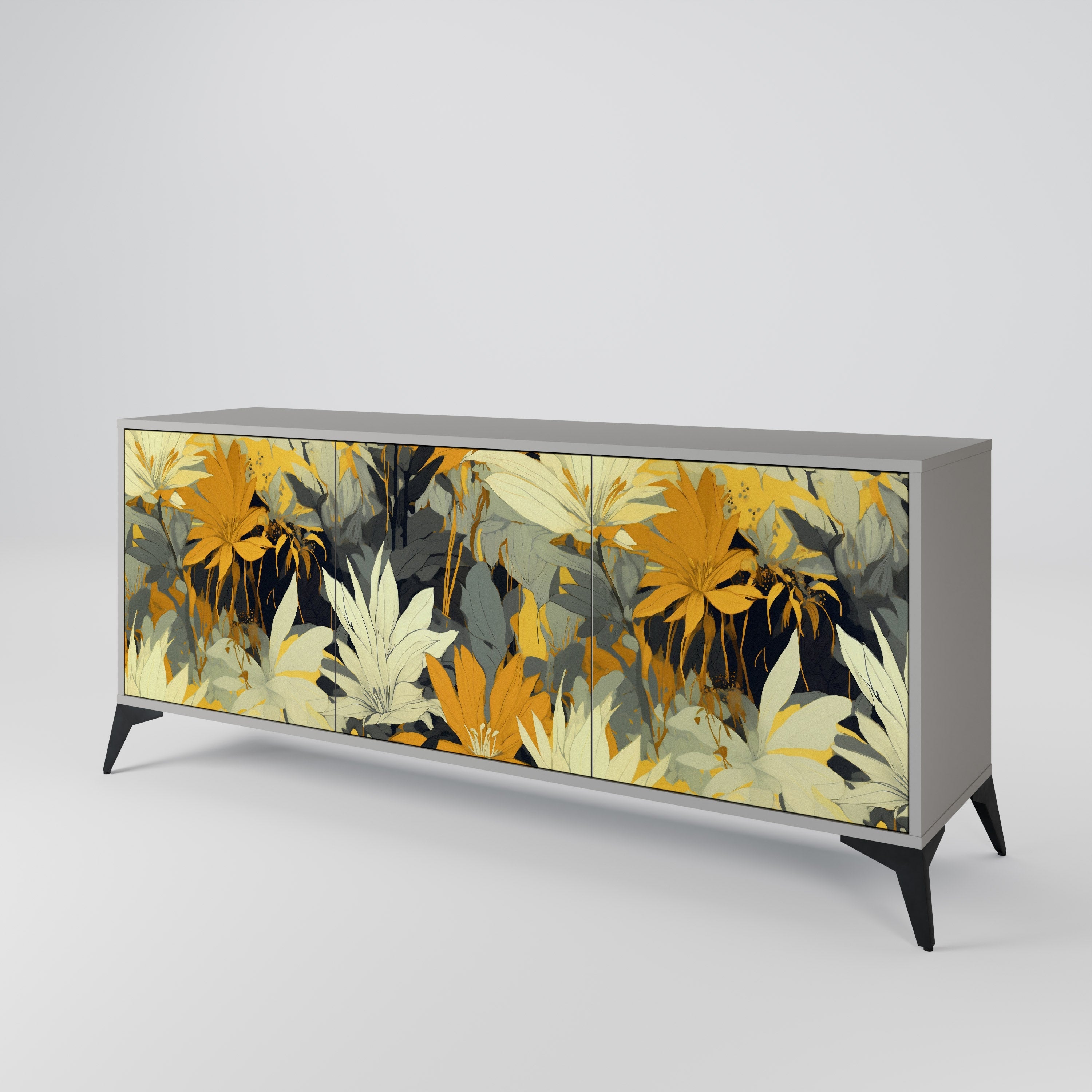 SUNKISSED LILY Sideboard mit 3 Türen in grauem Finish