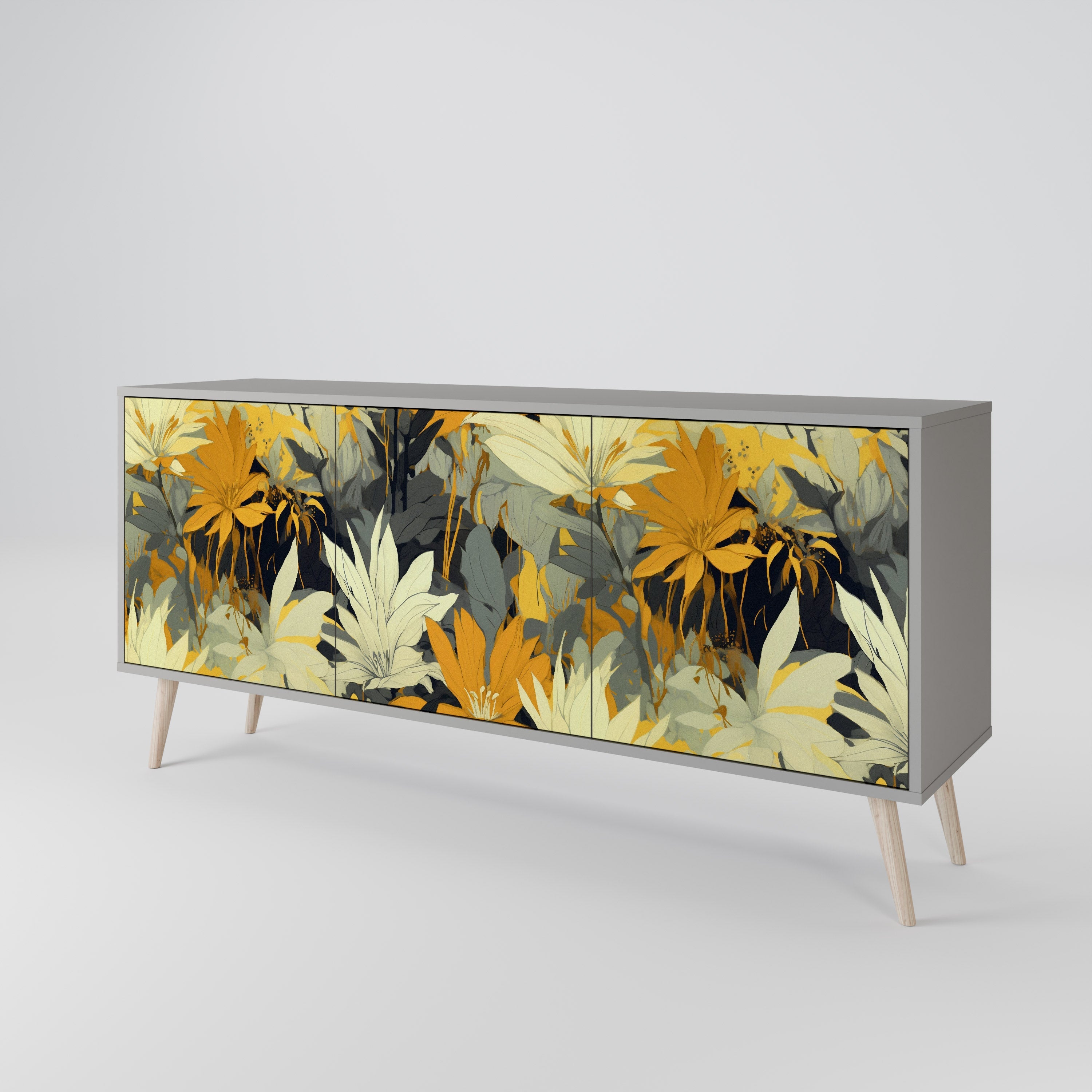 SUNKISSED LILY Sideboard mit 3 Türen in grauem Finish