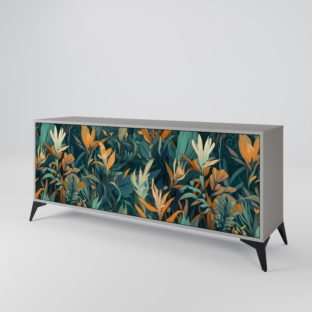 FLORAL SERENITY Sideboard mit 3 Türen in grauer Ausführung