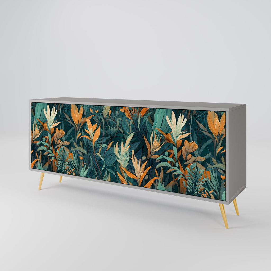 FLORAL SERENITY Sideboard mit 3 Türen in grauer Ausführung