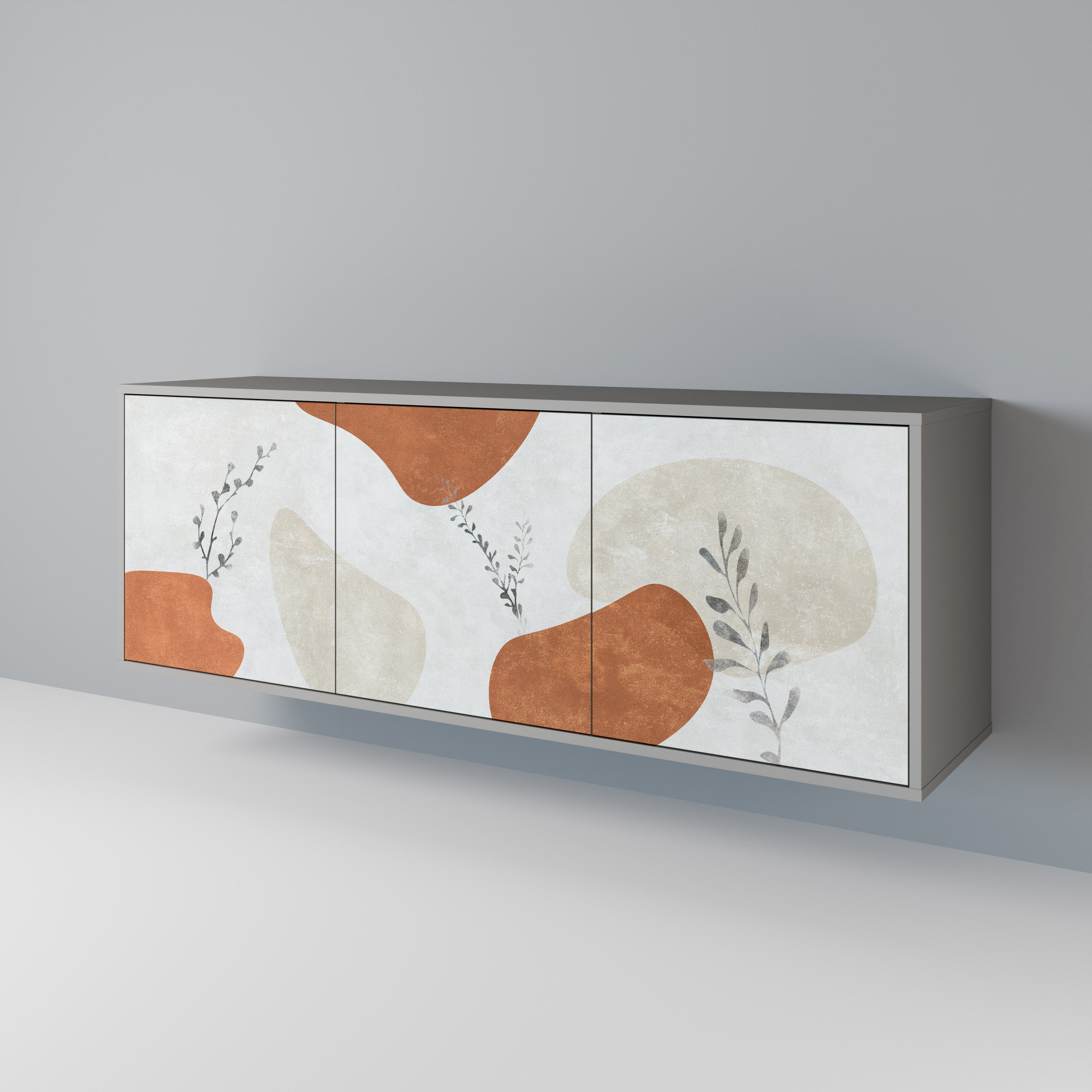 TRANQUIL TWIG Sideboard mit 3 Türen in grauer Ausführung