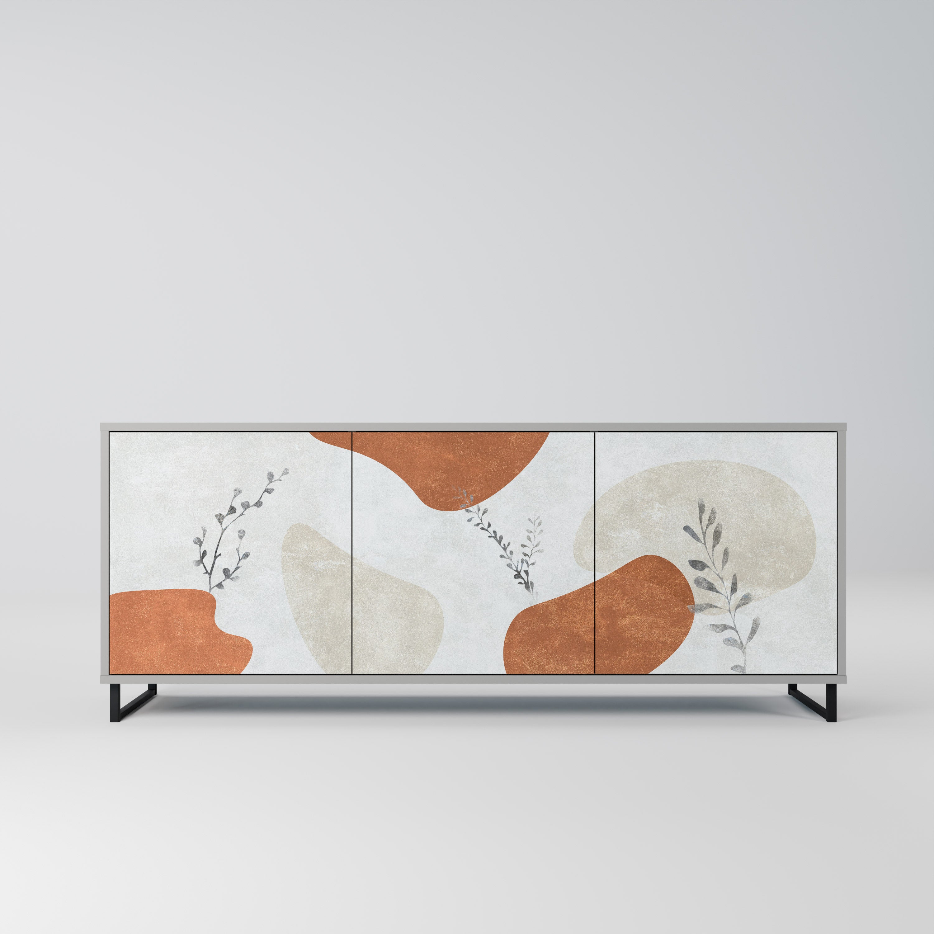 TRANQUIL TWIG Sideboard mit 3 Türen in grauer Ausführung