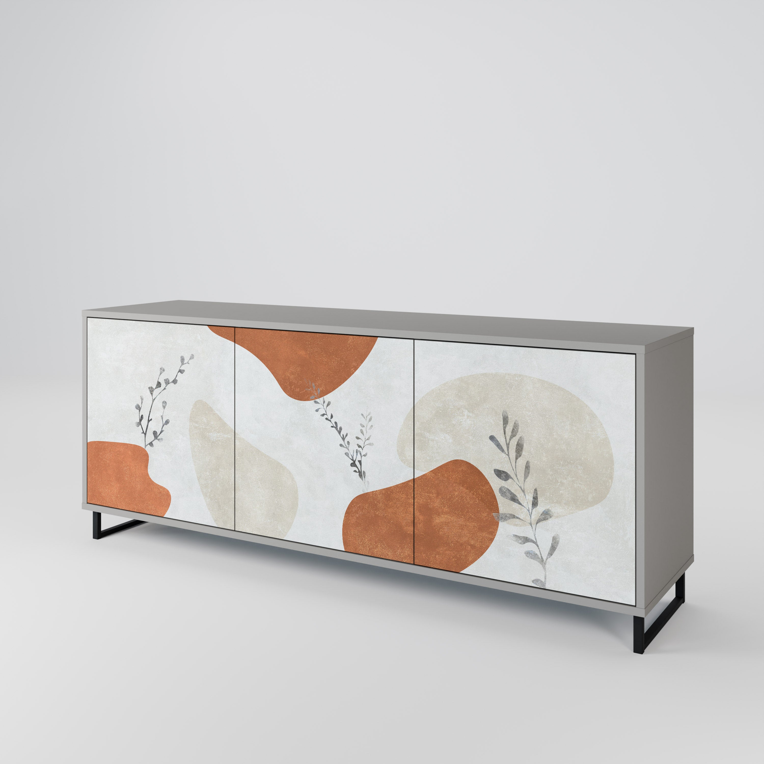 TRANQUIL TWIG Sideboard mit 3 Türen in grauer Ausführung