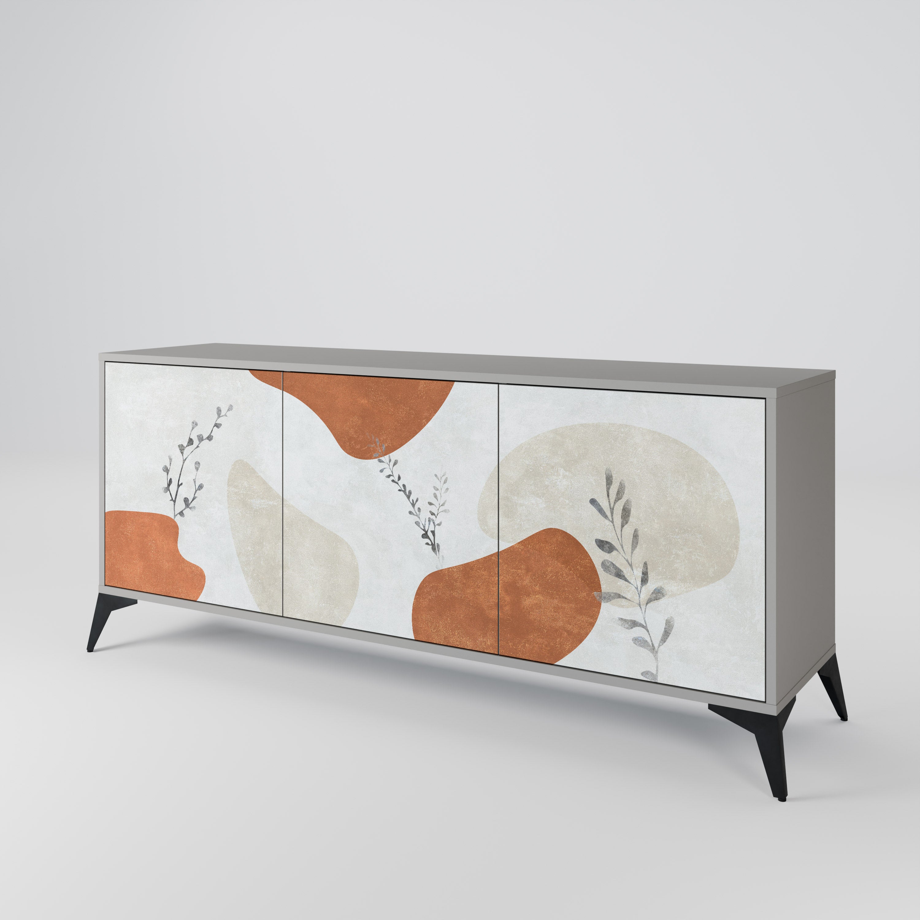 TRANQUIL TWIG Sideboard mit 3 Türen in grauer Ausführung