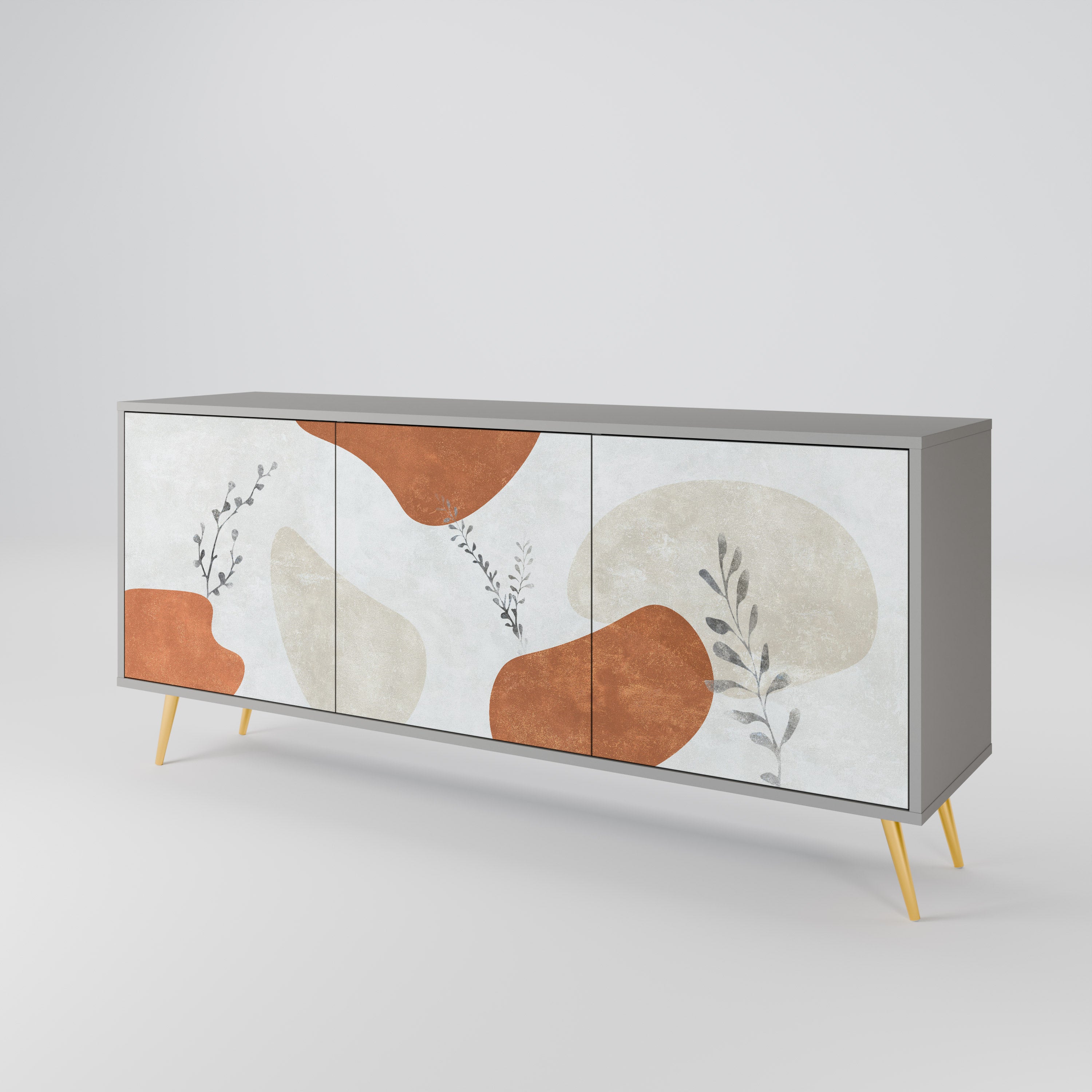 TRANQUIL TWIG Sideboard mit 3 Türen in grauer Ausführung