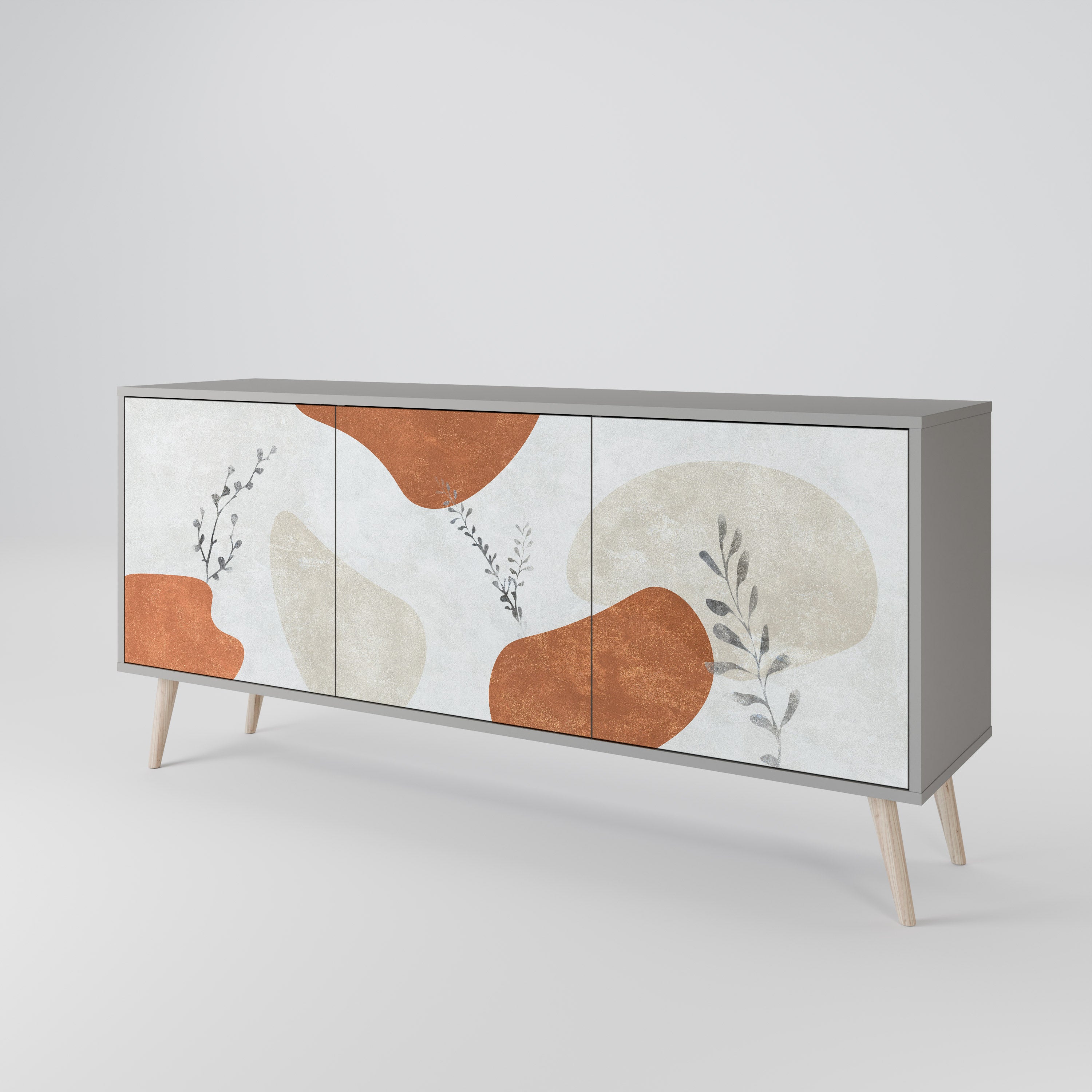 TRANQUIL TWIG Sideboard mit 3 Türen in grauer Ausführung