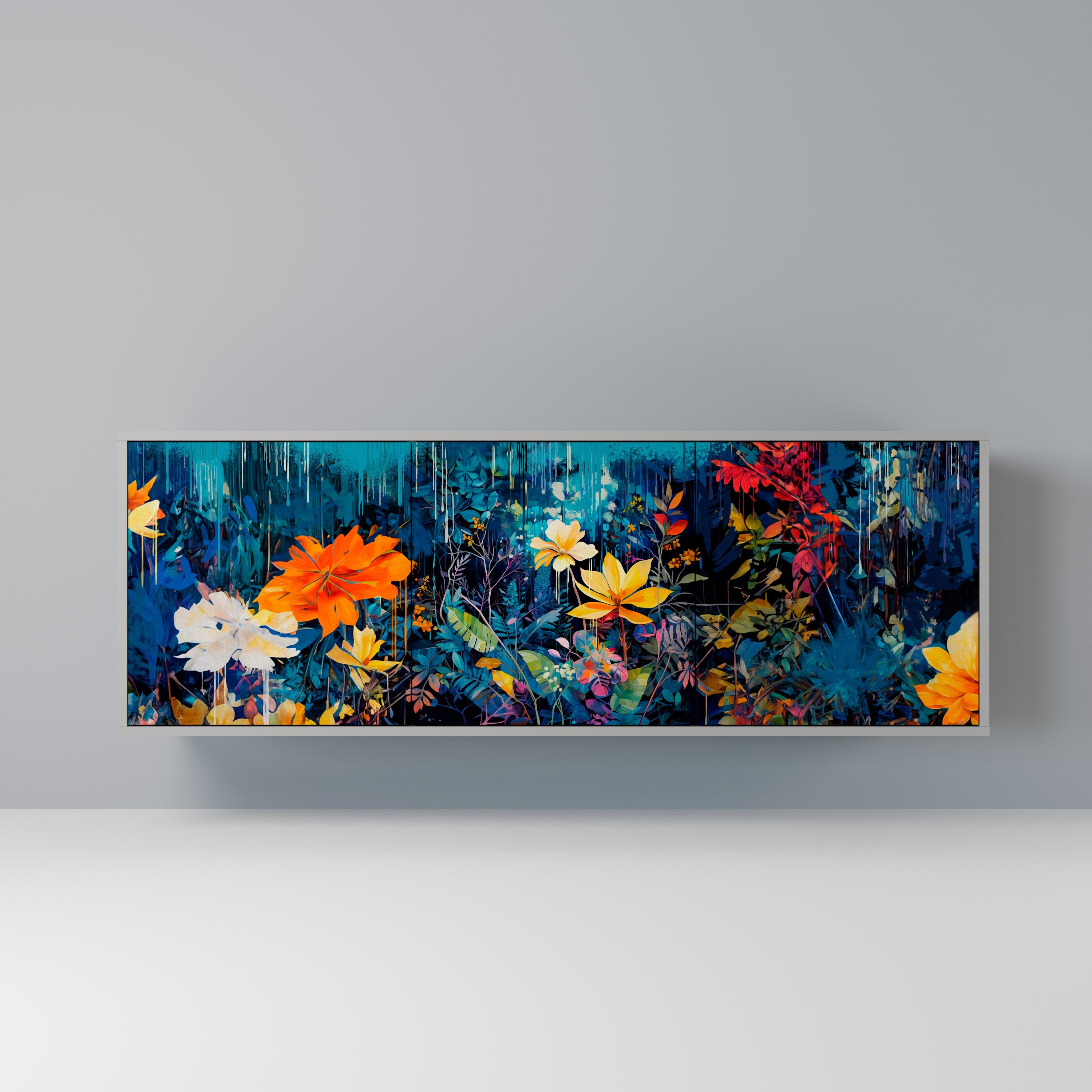 MIDNIGHT BLOSSOM Sideboard mit 3 Türen in grauer Ausführung