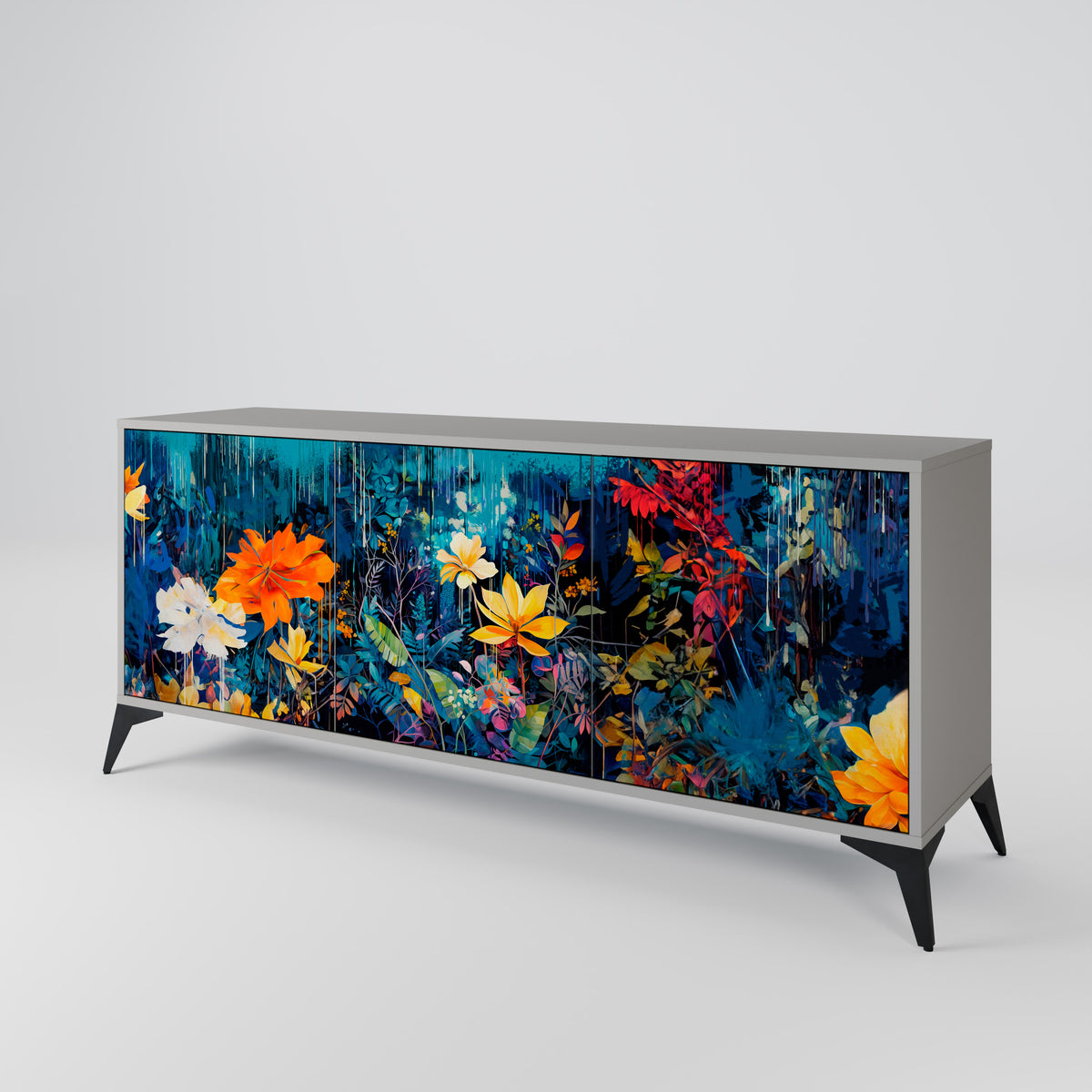 MIDNIGHT BLOSSOM 3-türiges Sideboard