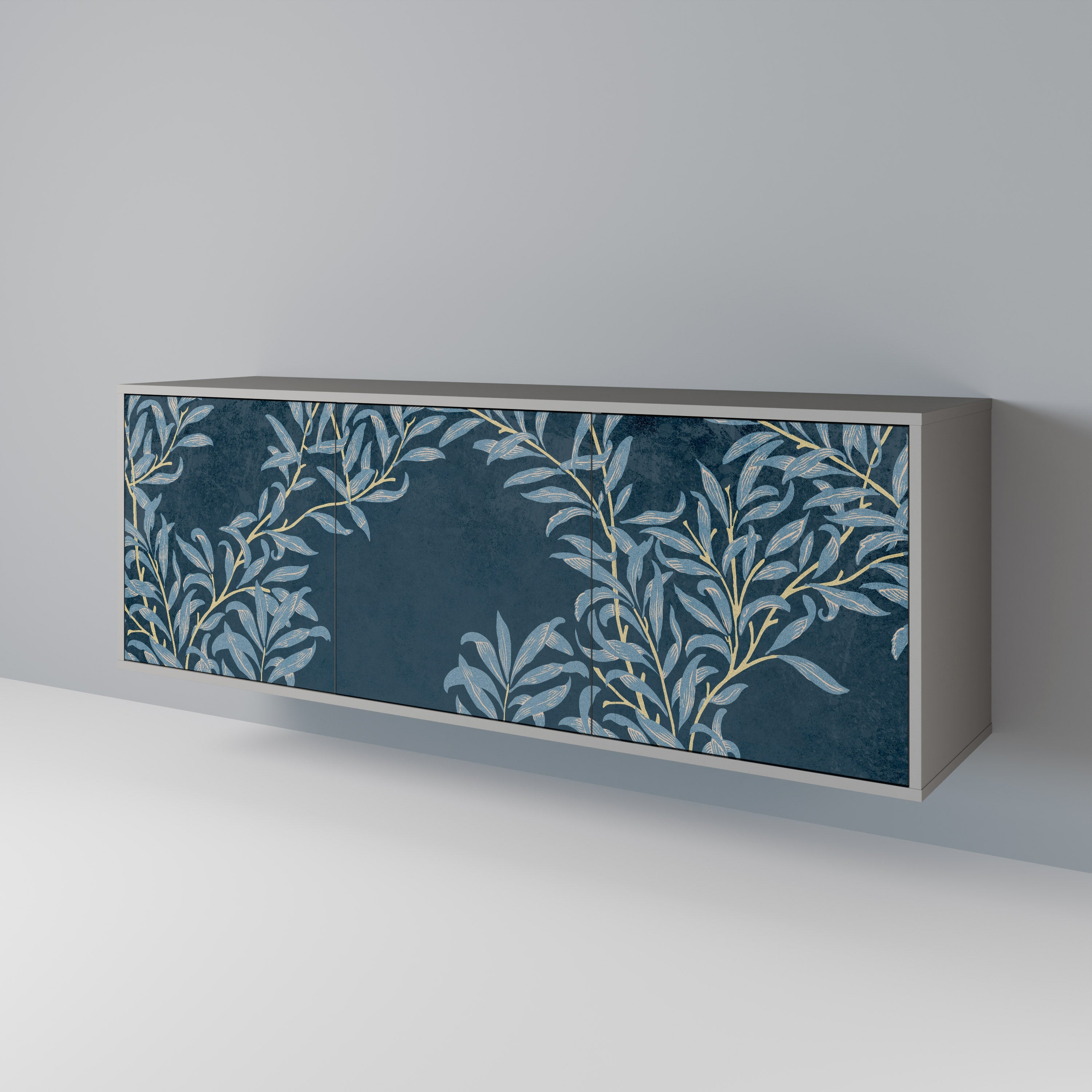BLUE LEAVES 3-türiges Sideboard in grauer Ausführung