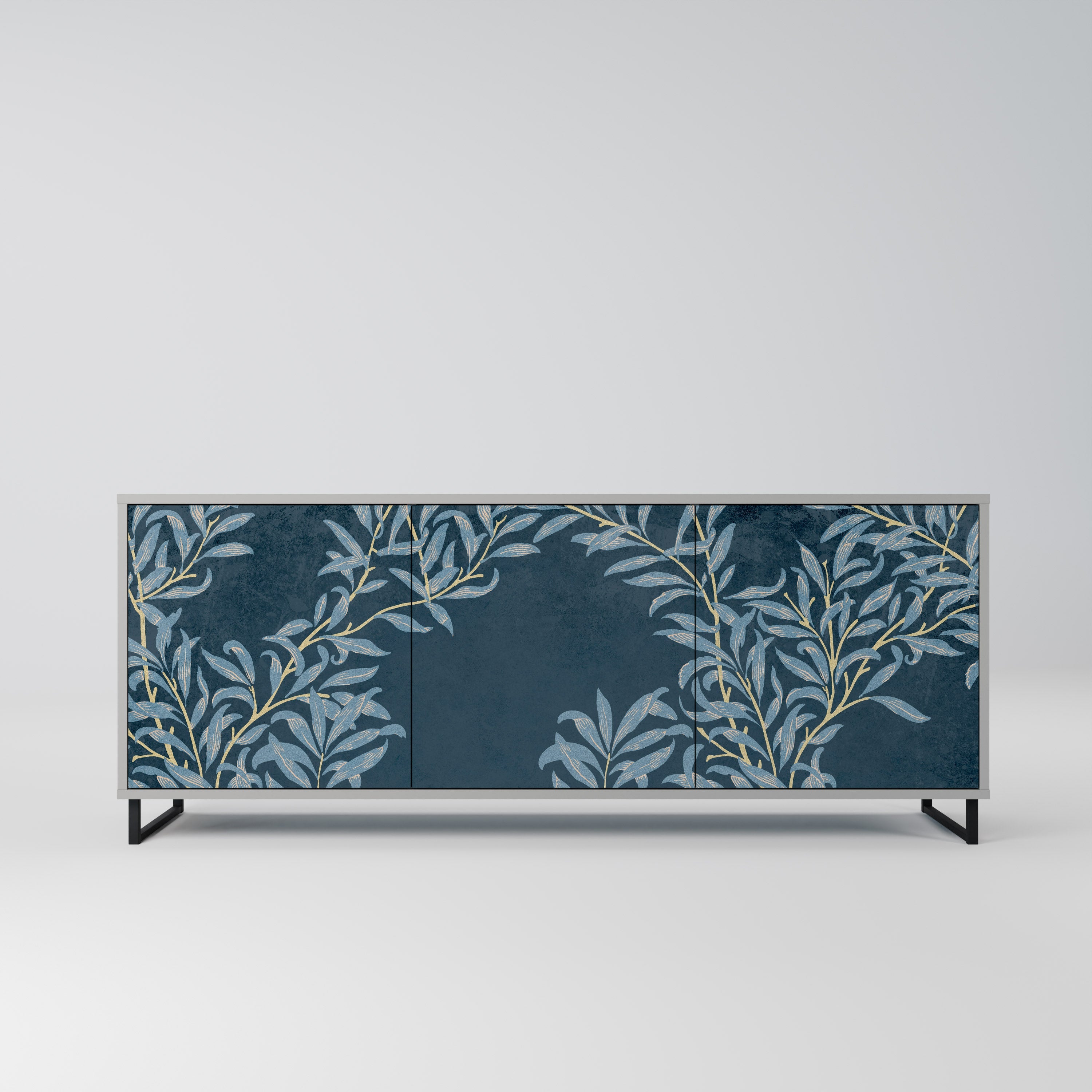 BLUE LEAVES 3-türiges Sideboard in grauer Ausführung