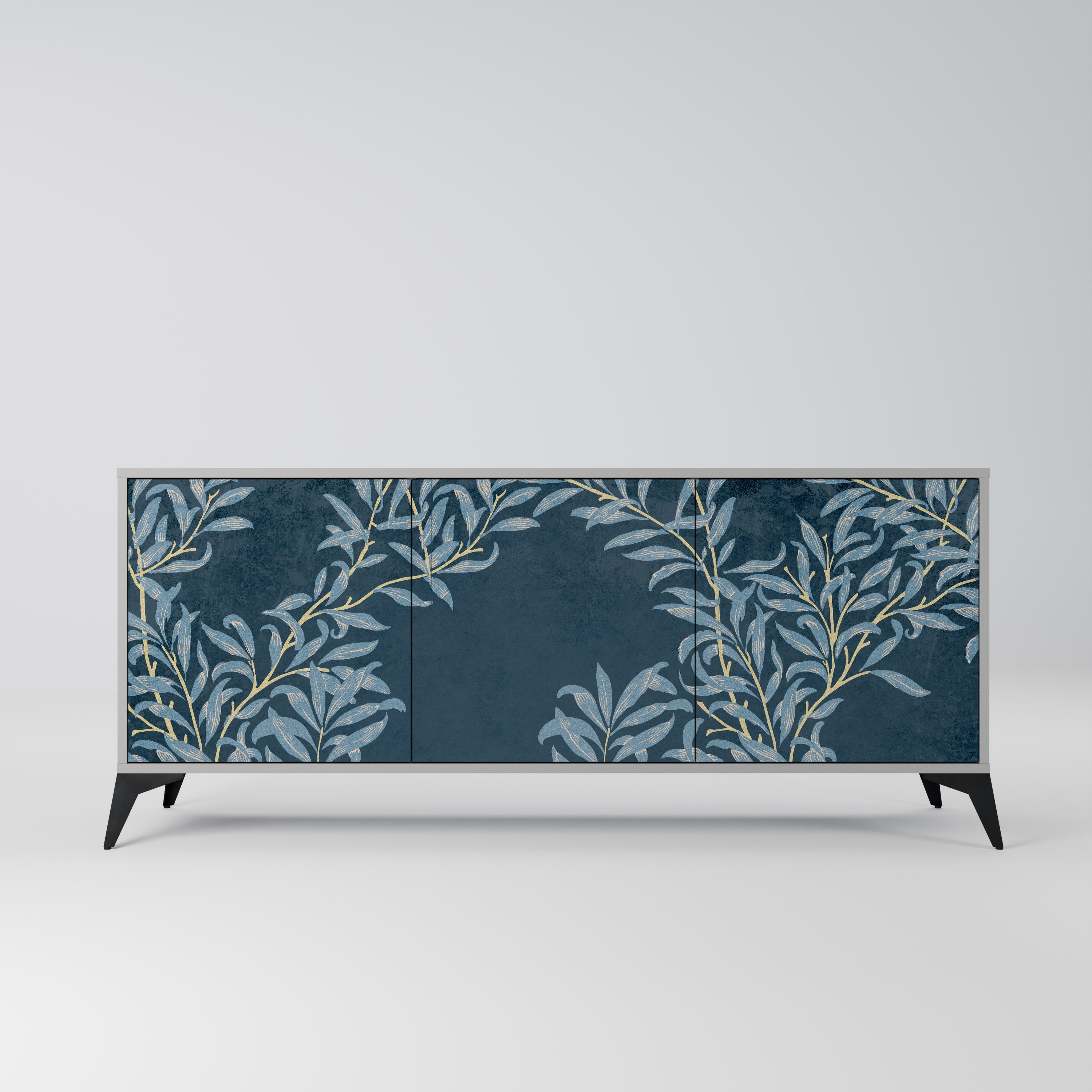 BLUE LEAVES 3-türiges Sideboard in grauer Ausführung