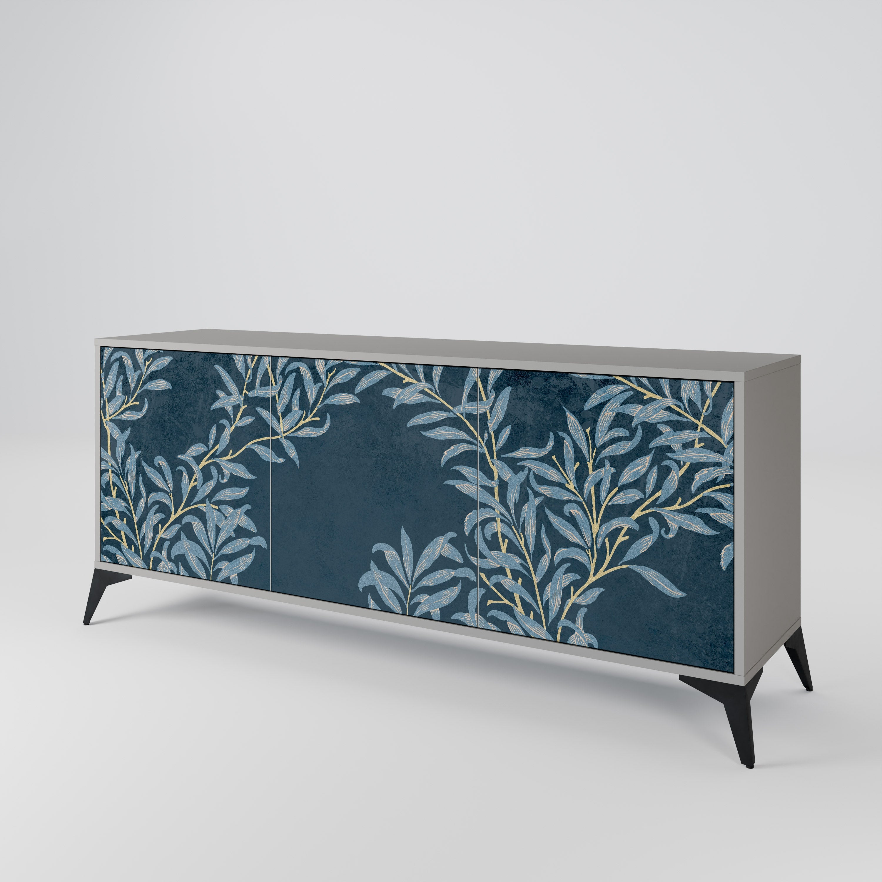 BLUE LEAVES 3-türiges Sideboard in grauer Ausführung