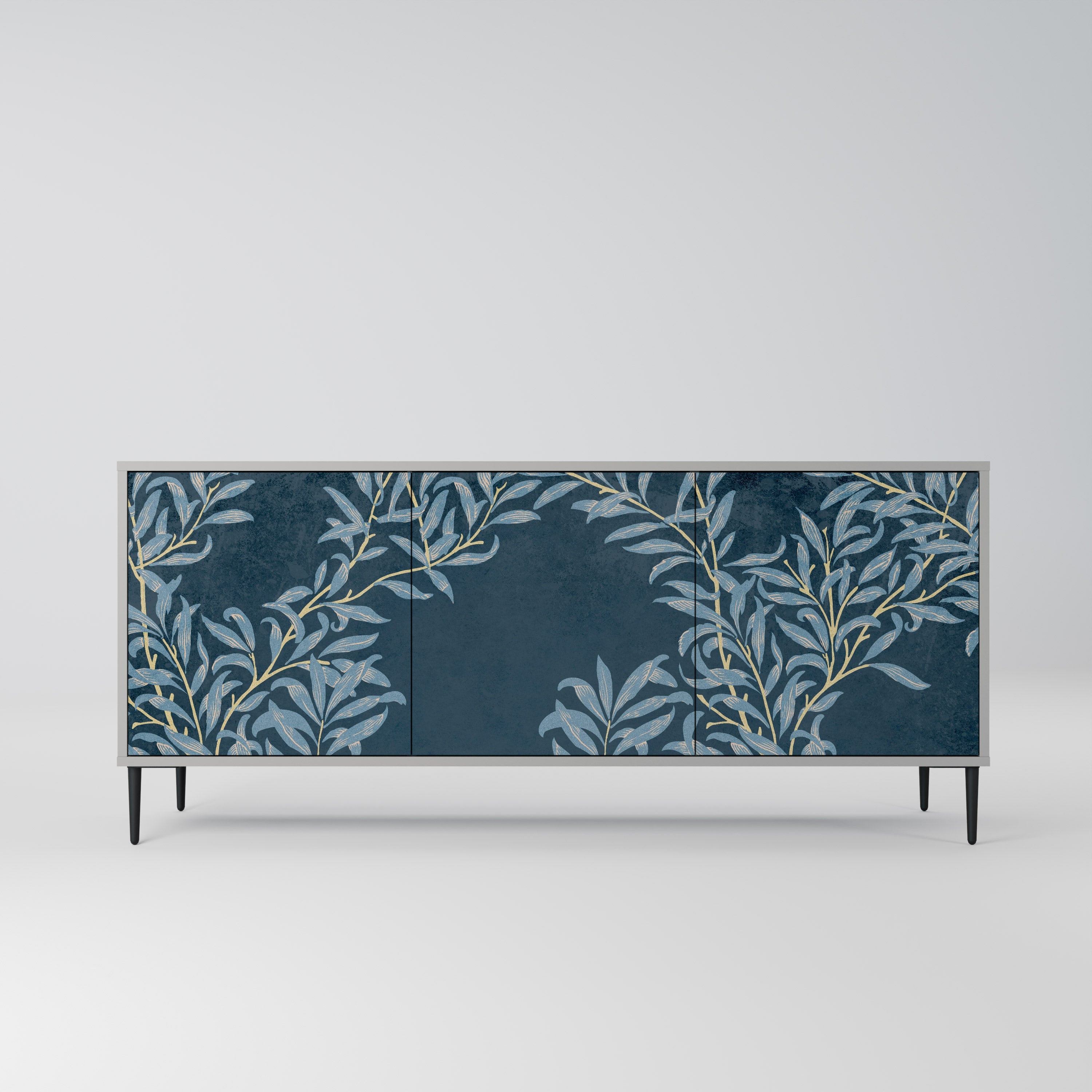 BLUE LEAVES 3-türiges Sideboard in grauer Ausführung
