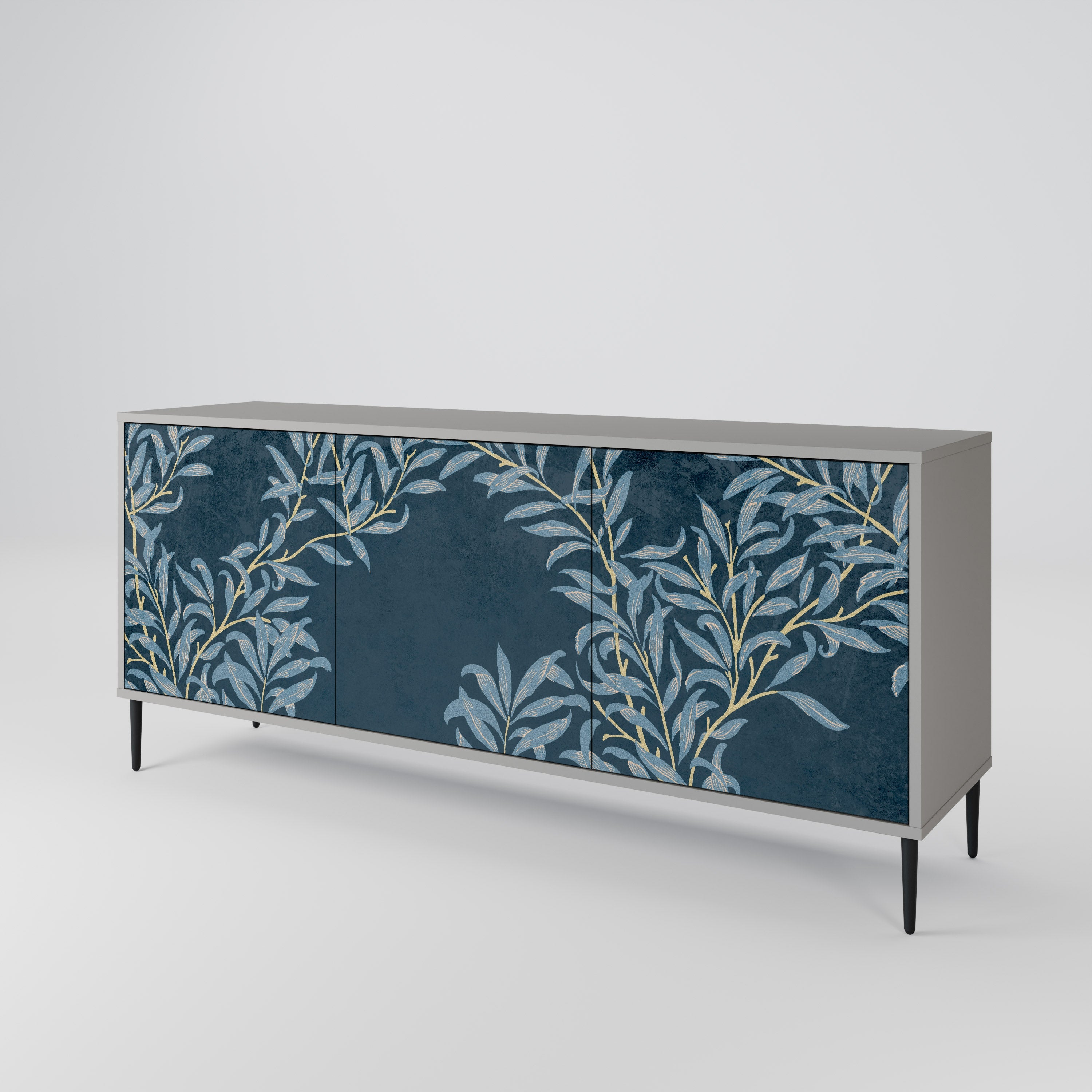 BLUE LEAVES 3-türiges Sideboard in grauer Ausführung