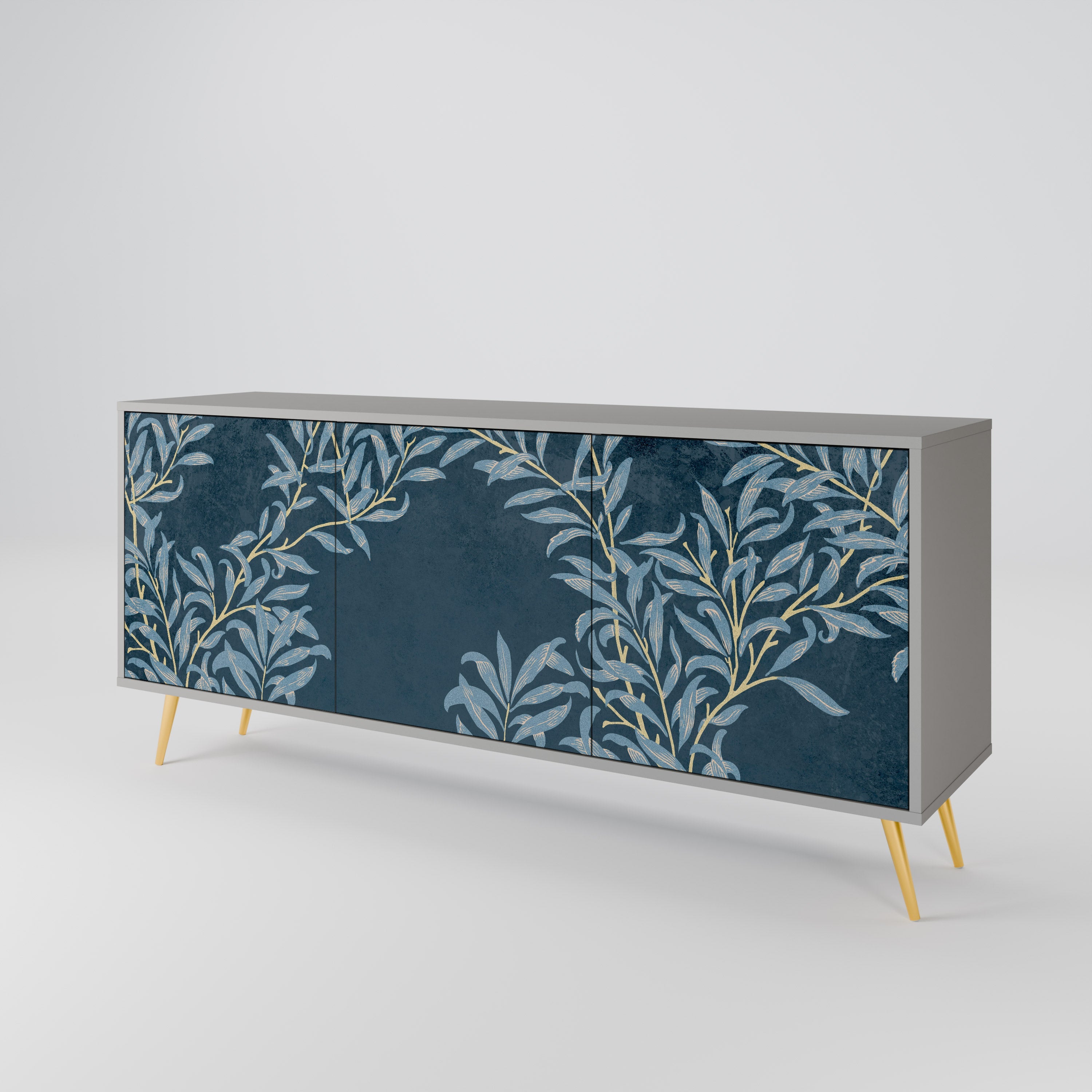 BLUE LEAVES 3-türiges Sideboard in grauer Ausführung