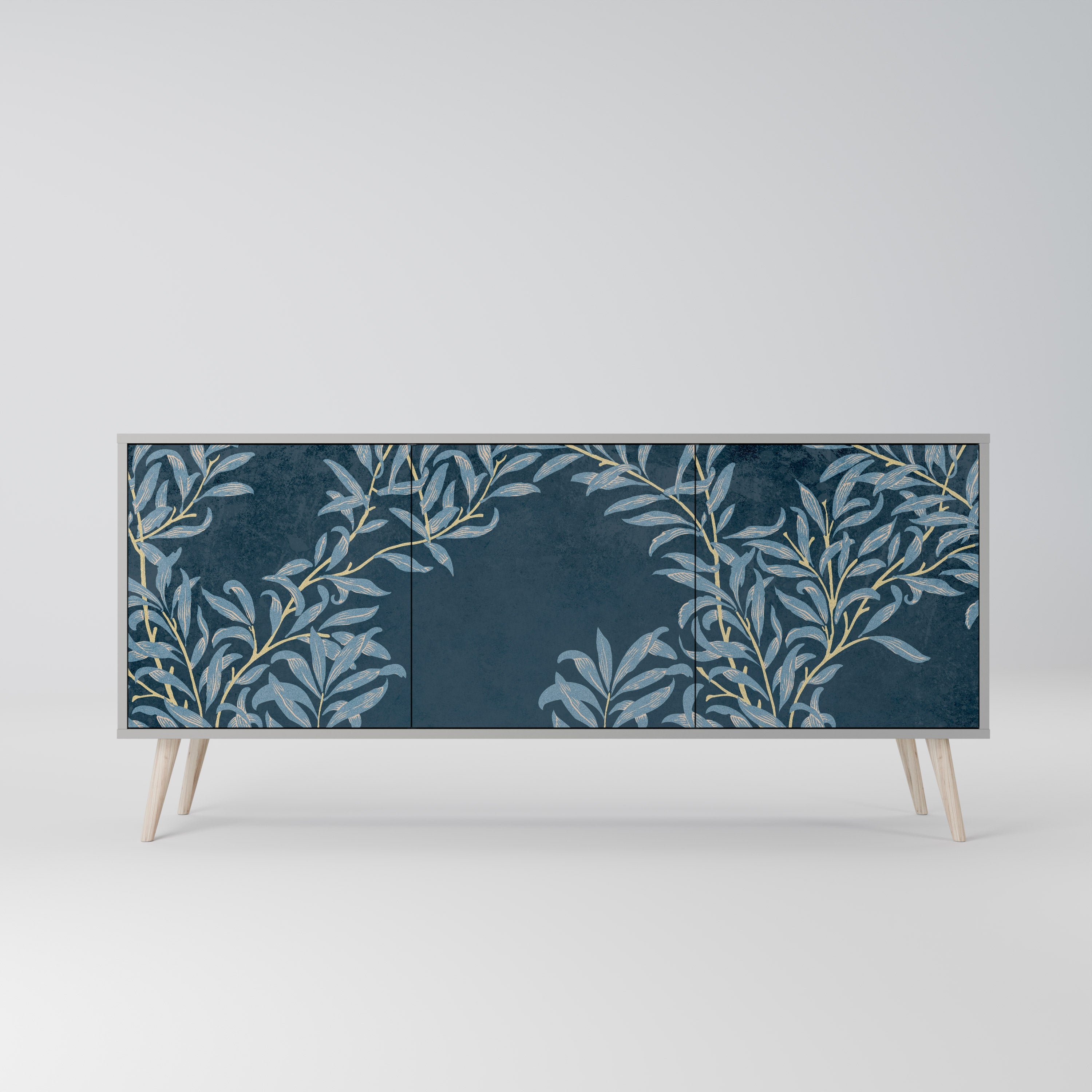 BLUE LEAVES 3-türiges Sideboard in grauer Ausführung