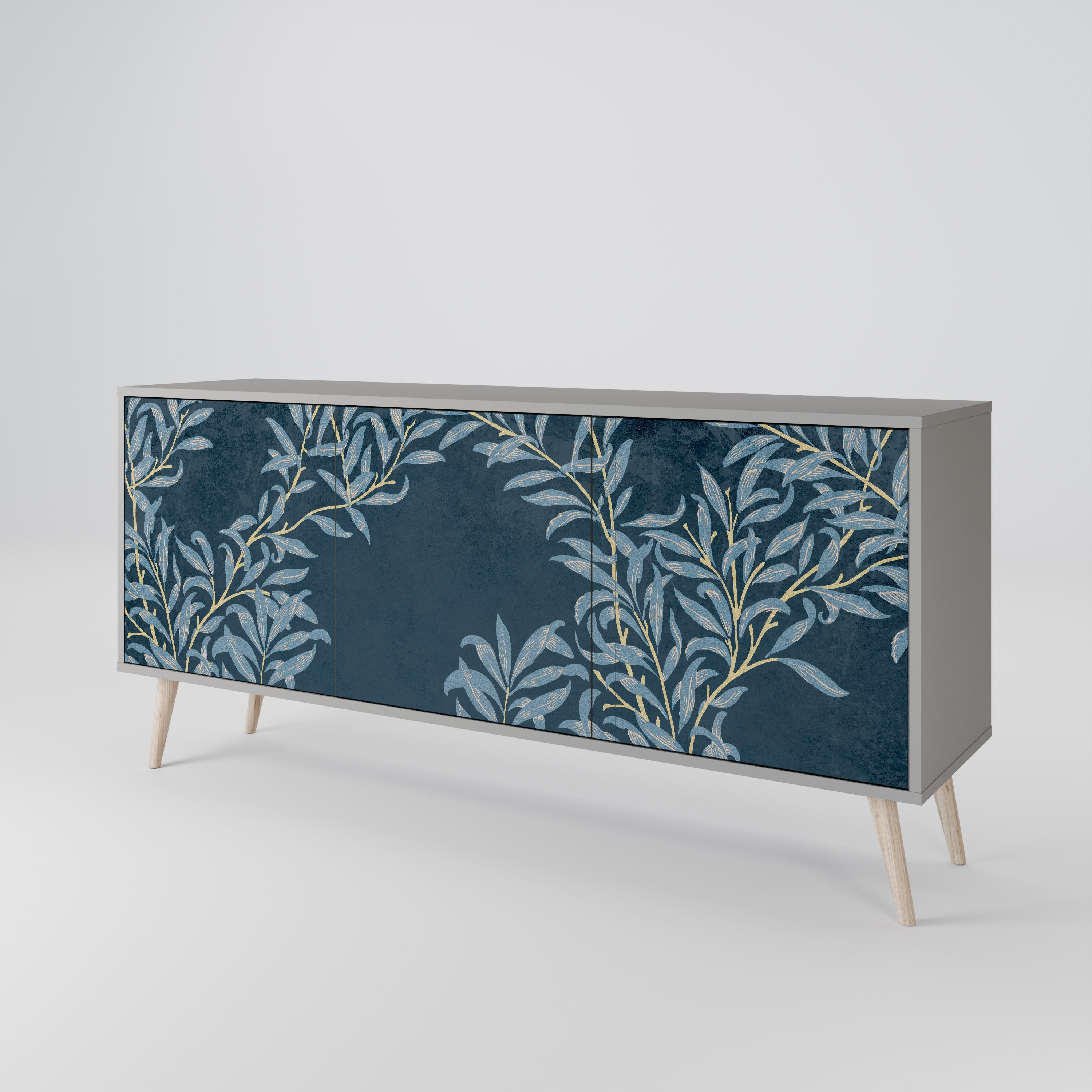 BLUE LEAVES 3-türiges Sideboard in grauer Ausführung